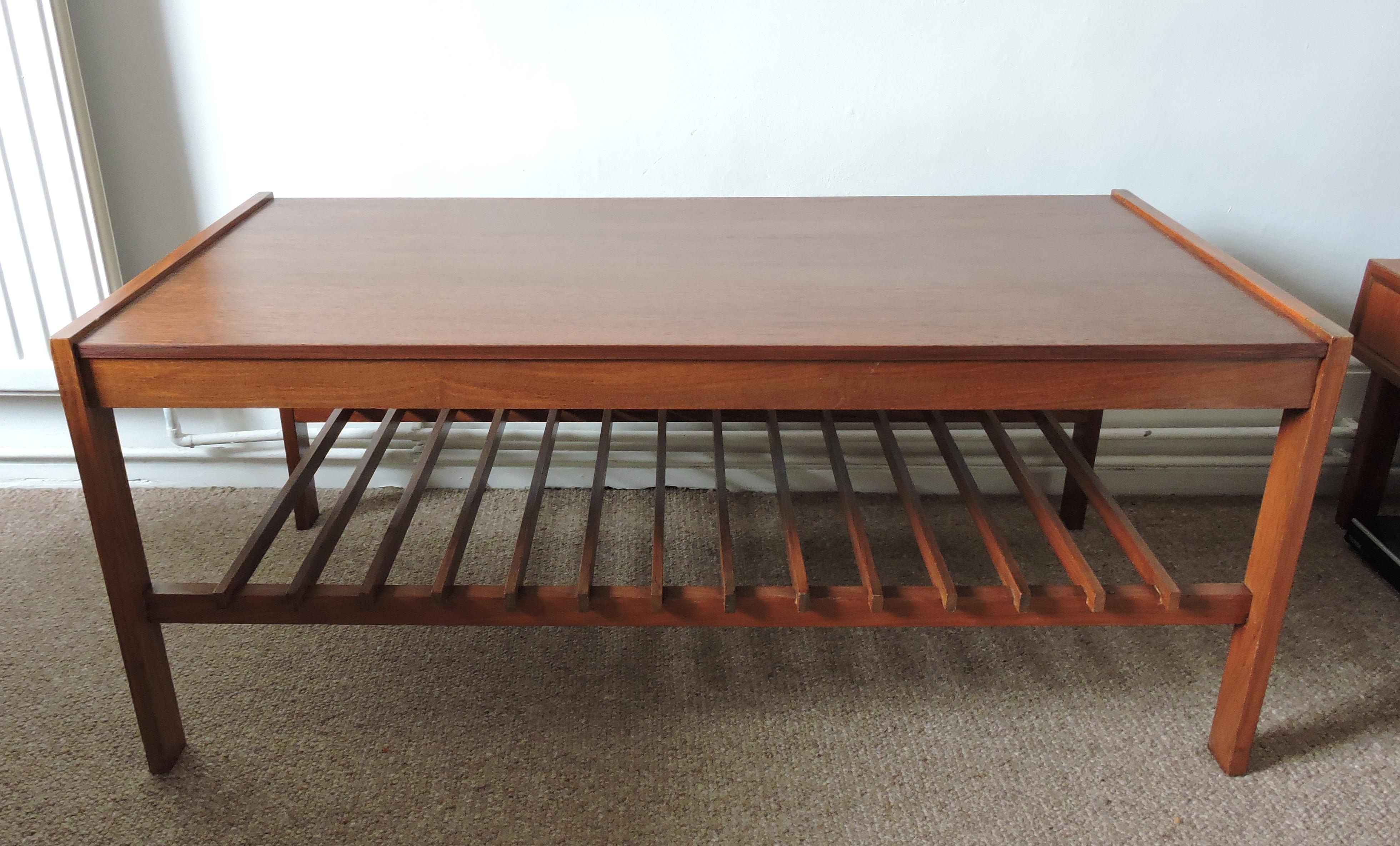 Mid-Century Modern Midcentury Teak Slatted Coffee Table by Myer, 1960s For Sale