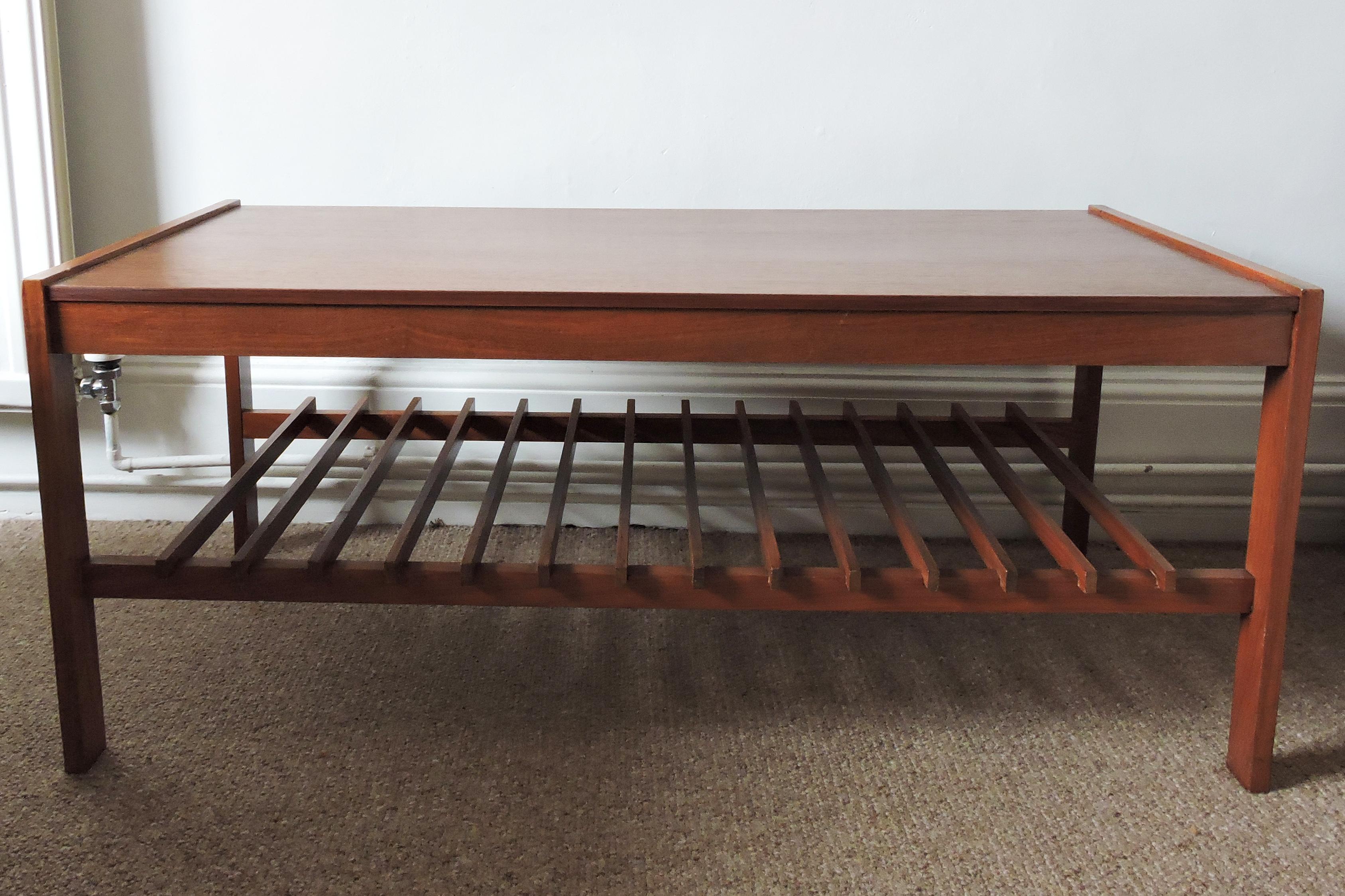 British Midcentury Teak Slatted Coffee Table by Myer, 1960s For Sale