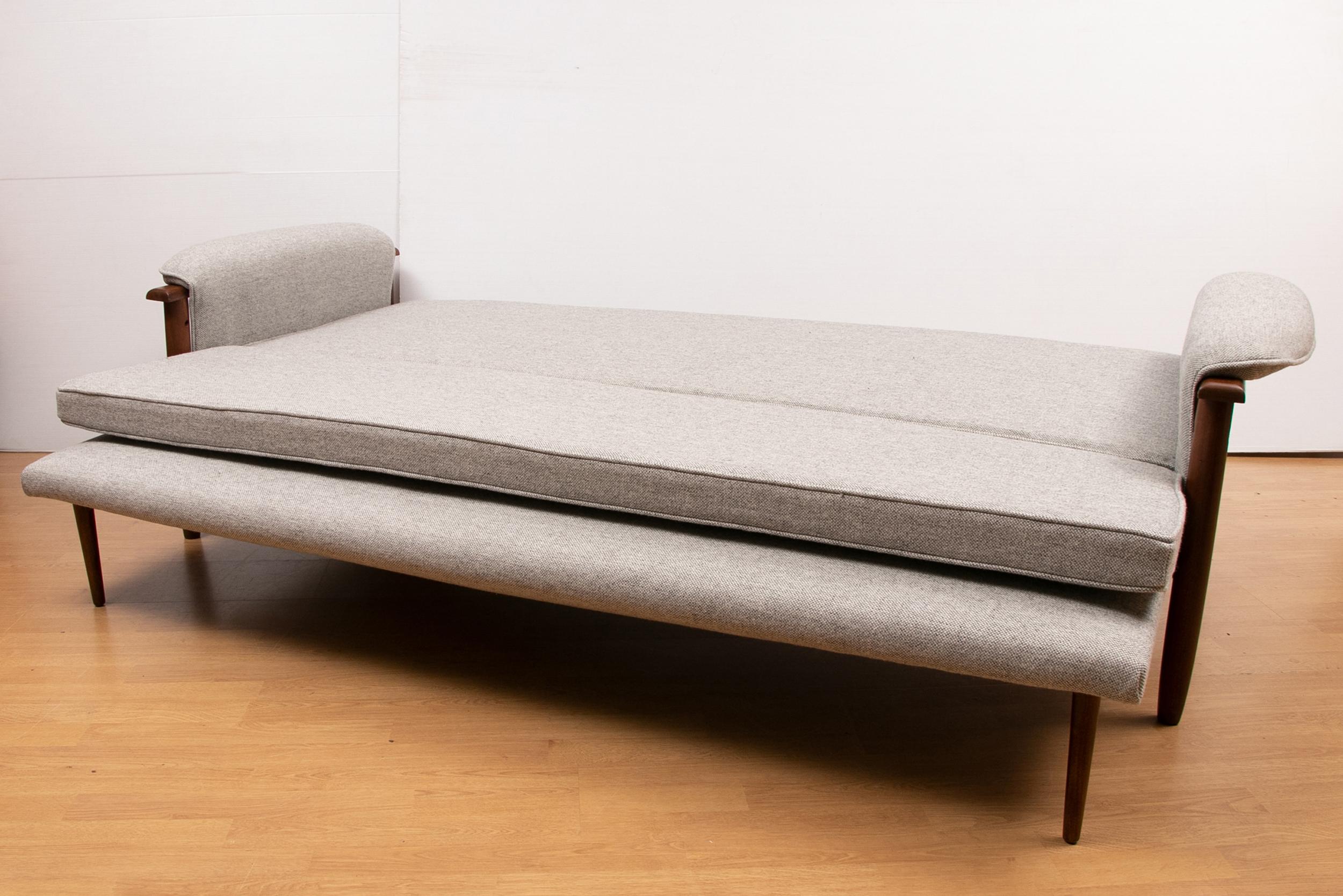 Mid-Century Modern Midcentury Teak Sofa Bed with Kvadrat Hallingdal Upholstery For Sale