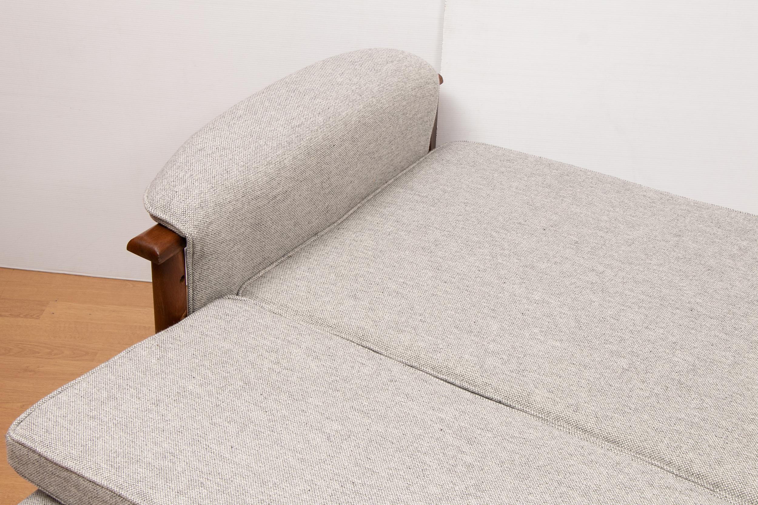 Midcentury Teak Sofa Bed with Kvadrat Hallingdal Upholstery For Sale 2