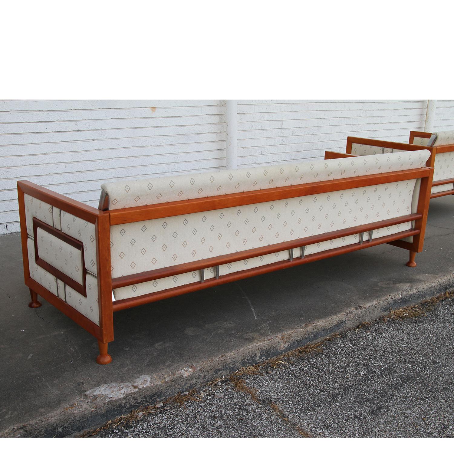 Mid-Century Teak Sofa from Spain In Good Condition For Sale In Pasadena, TX