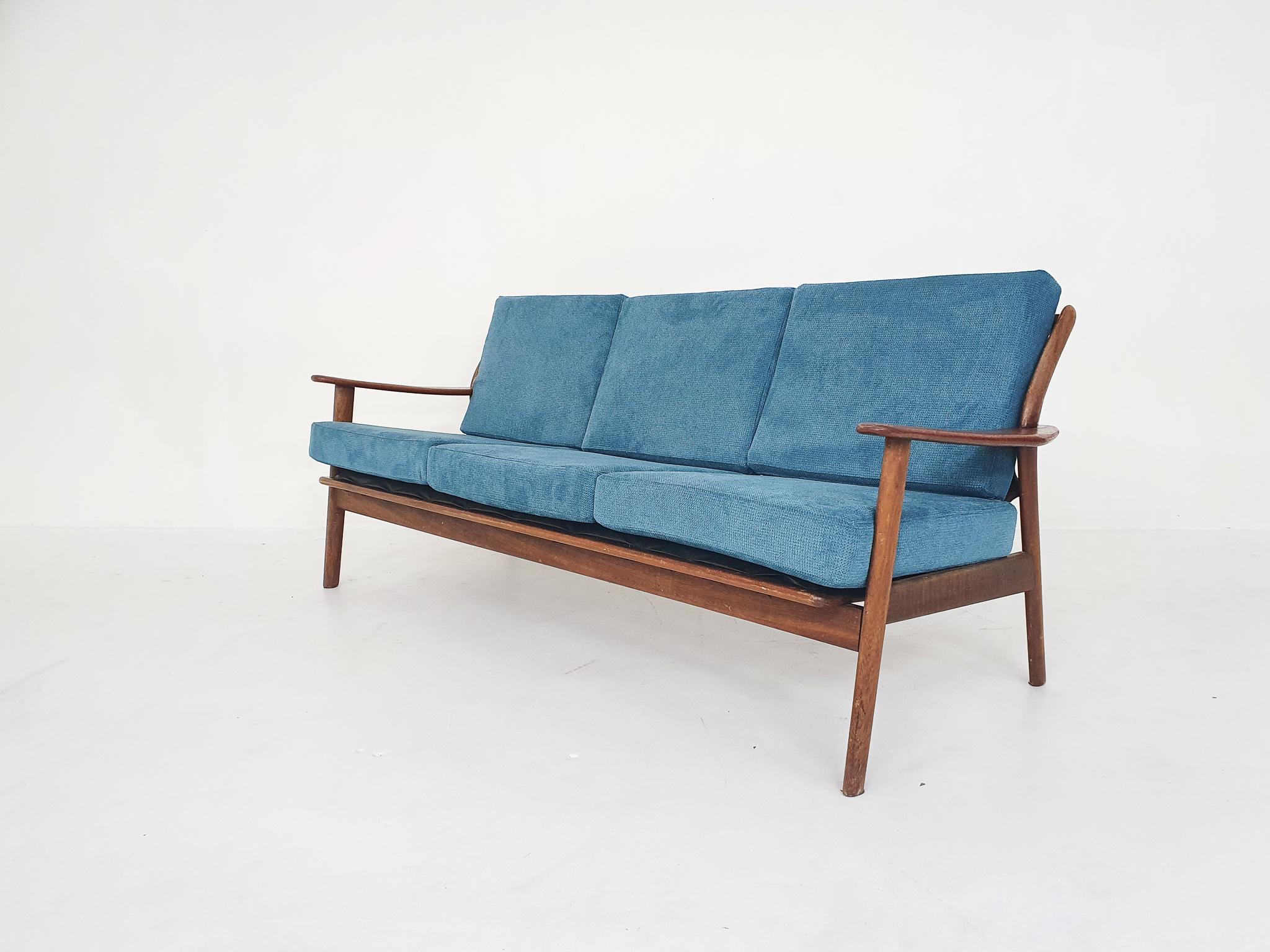 Scandinavian Modern Mid-Century Teak Sofa with New Uphosltery, the Netherlands, 1960's