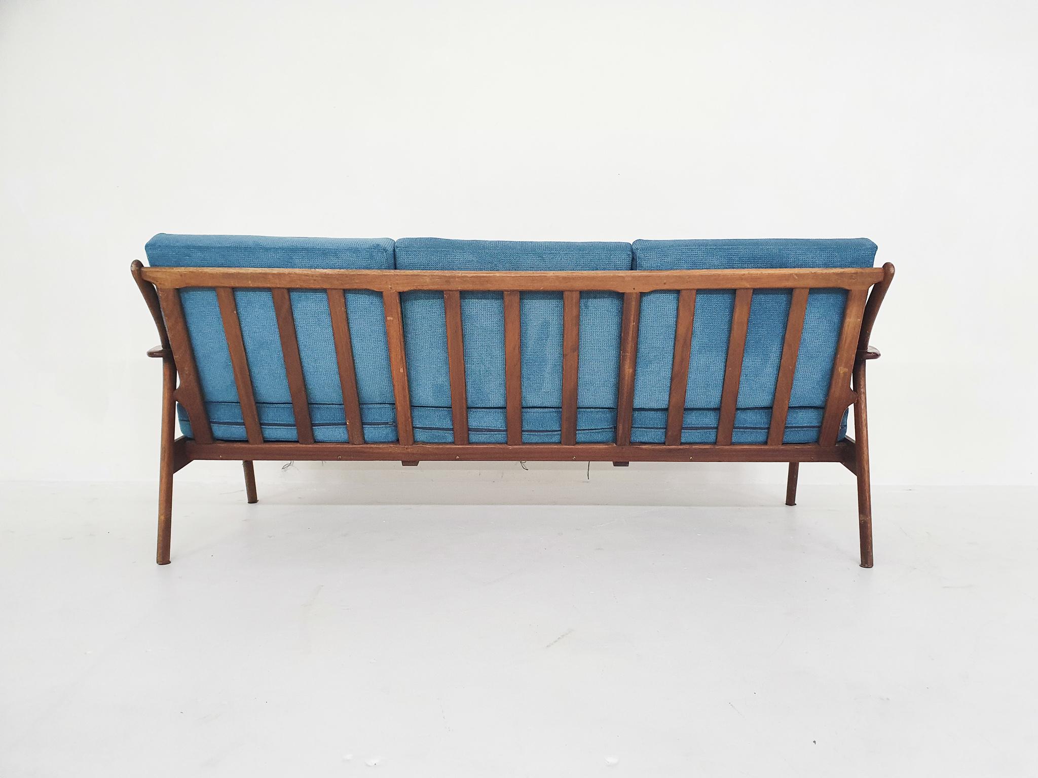 Fabric Mid-Century Teak Sofa with New Uphosltery, the Netherlands, 1960's