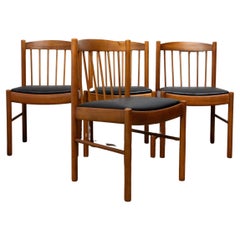 Mid Century Teak Spindle Back Dining Chairs  Set of 4