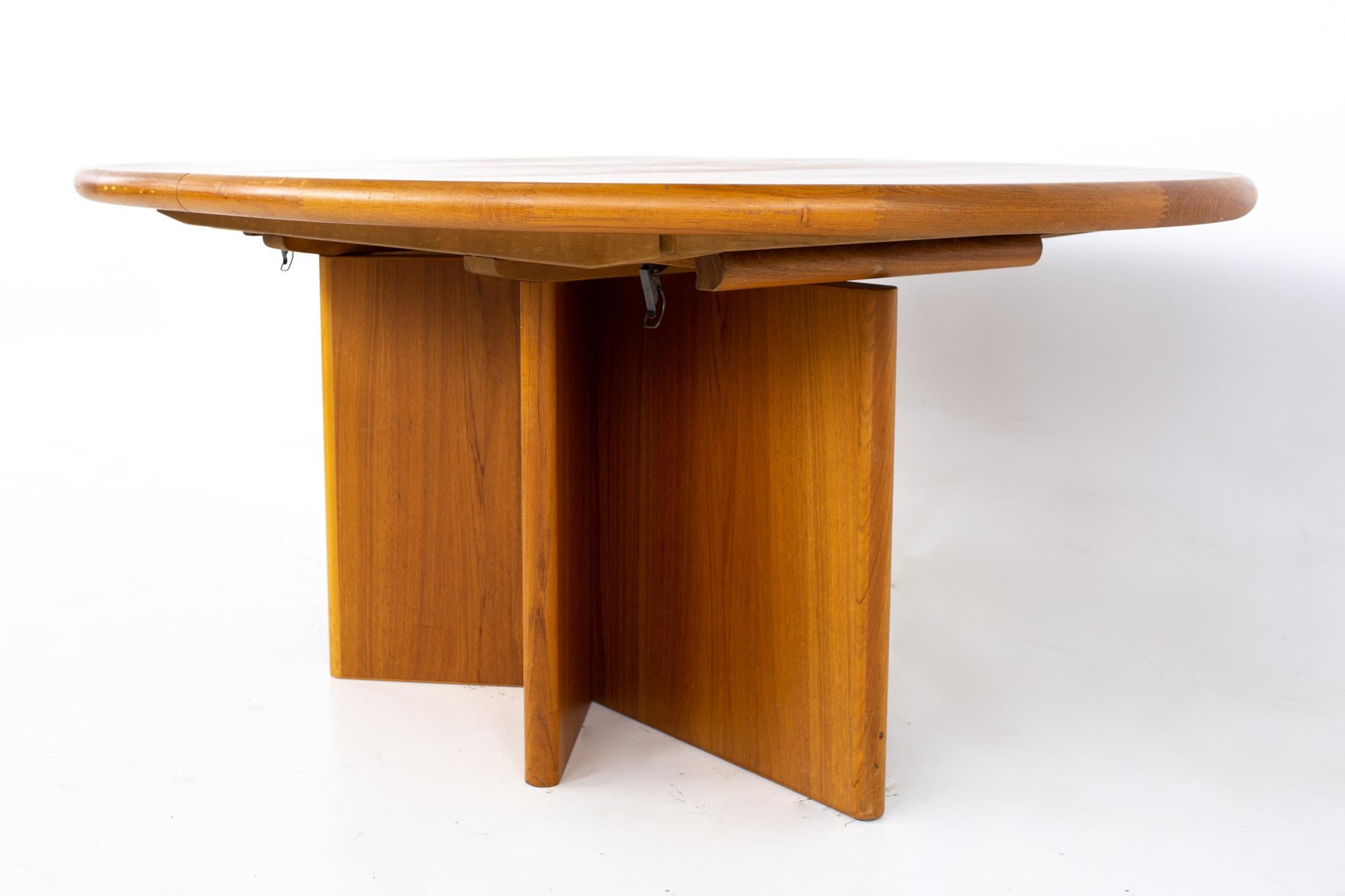 Mid-Century Modern Mid Century Teak Starburst Pedestal Expanding Hidden Leaf Dining Table