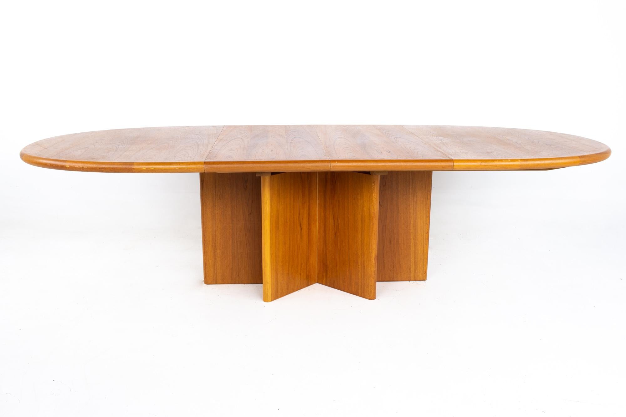 Mid Century Teak Starburst Pedestal Expanding Hidden Leaf Dining Table 1