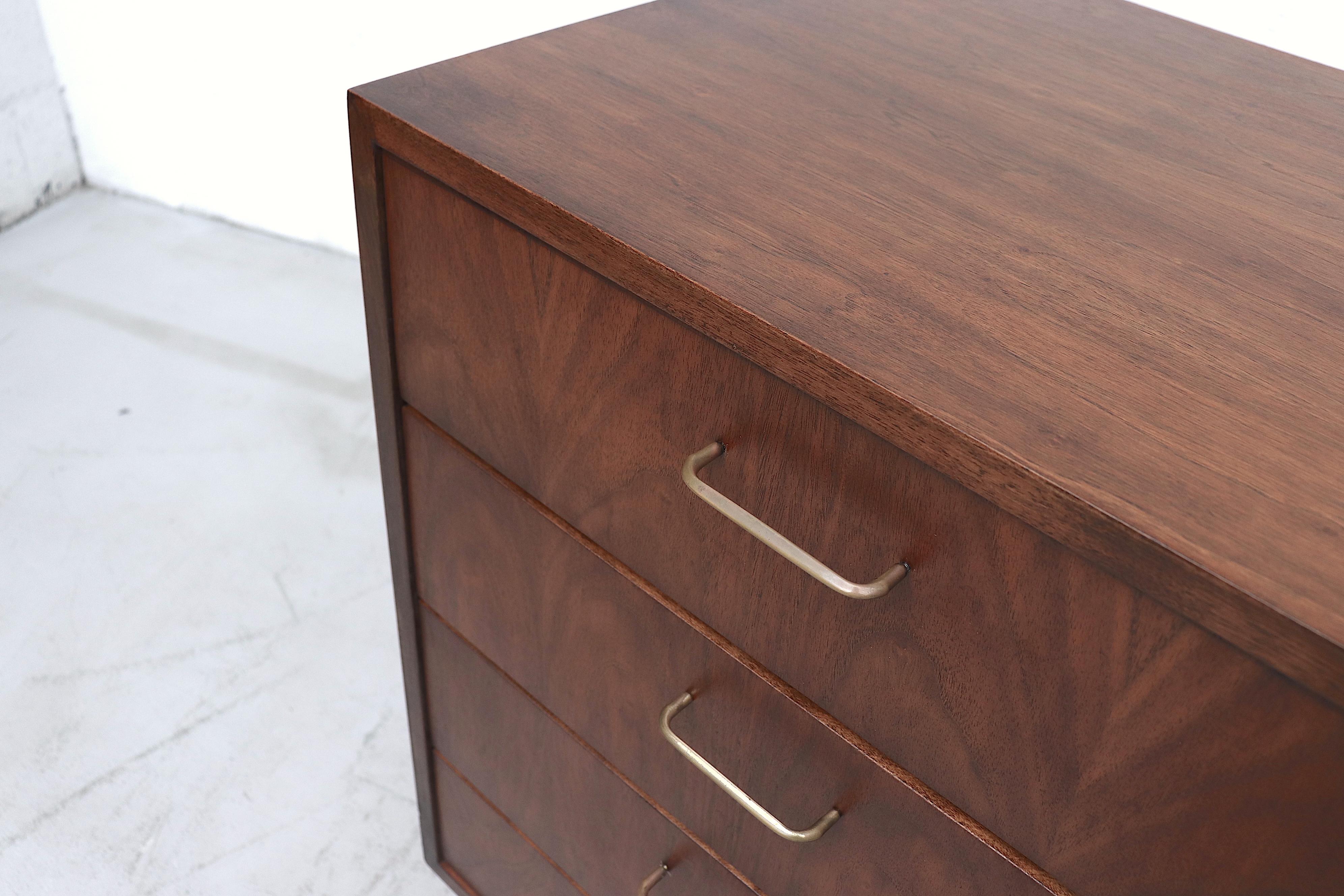 Brass Mid-century Teak Streamline Credenza