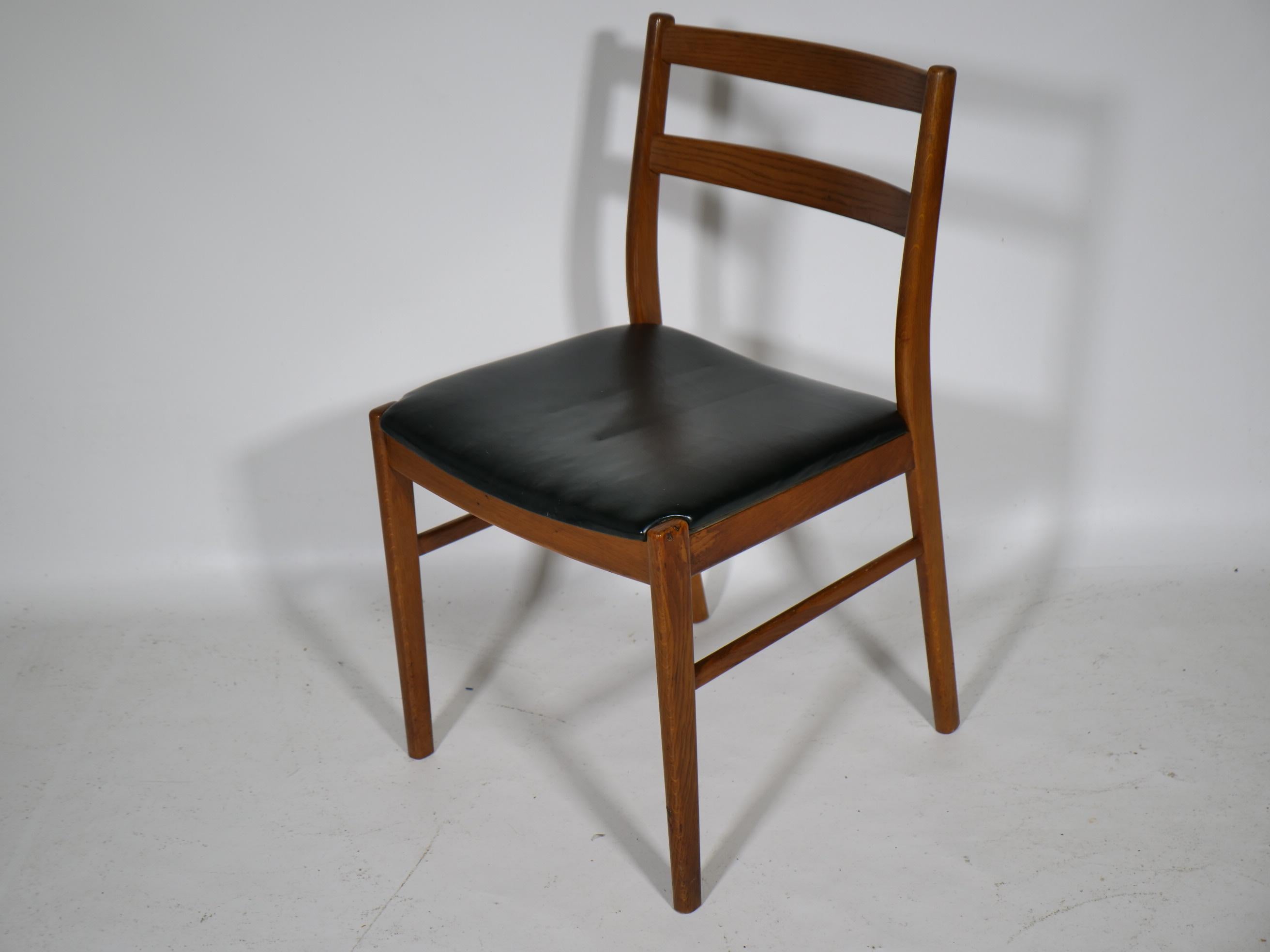 Leather Mid-Century Teak Stühle Aus Schweden Set of 4, 1960er For Sale