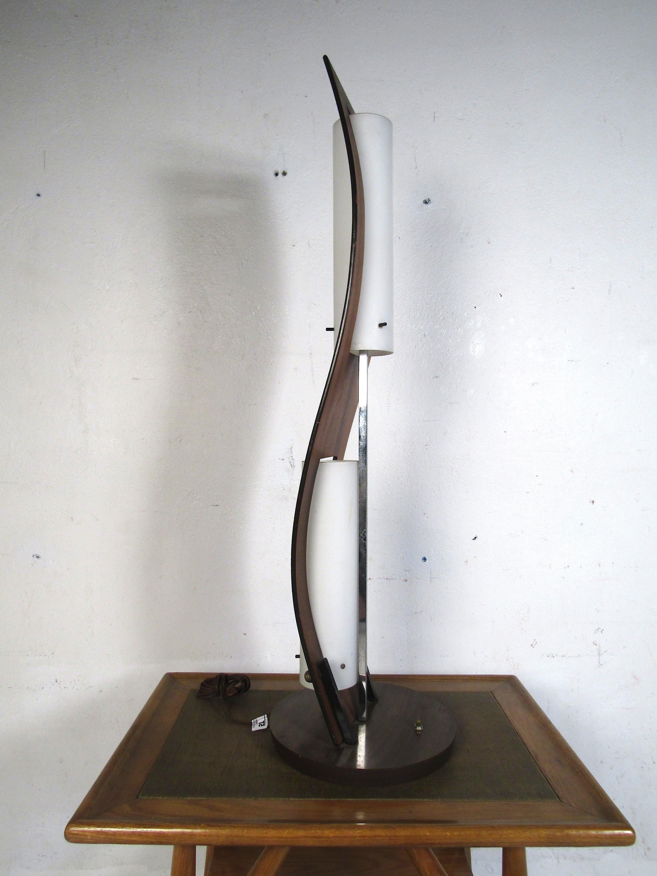 Wood Mid-Century Table Lamp For Sale