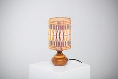 Midcentury Teak Table Lamp with String Art Lampshad, Germany, 1970