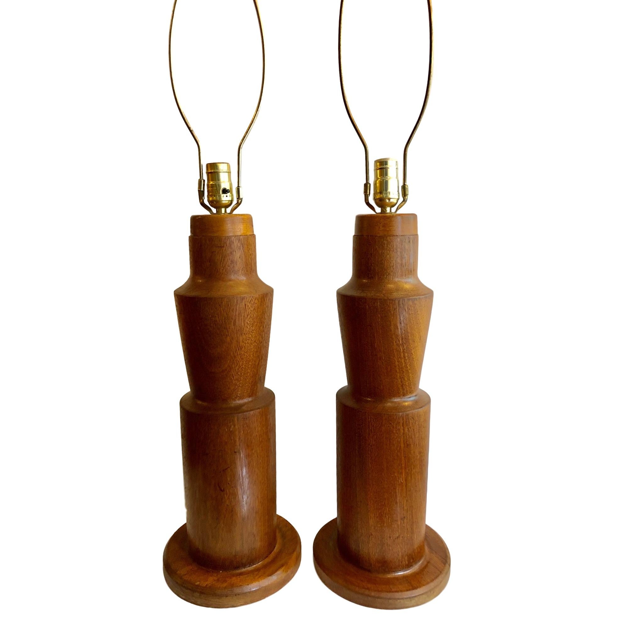 Mid-20th Century Midcentury Teak Table Lamps For Sale