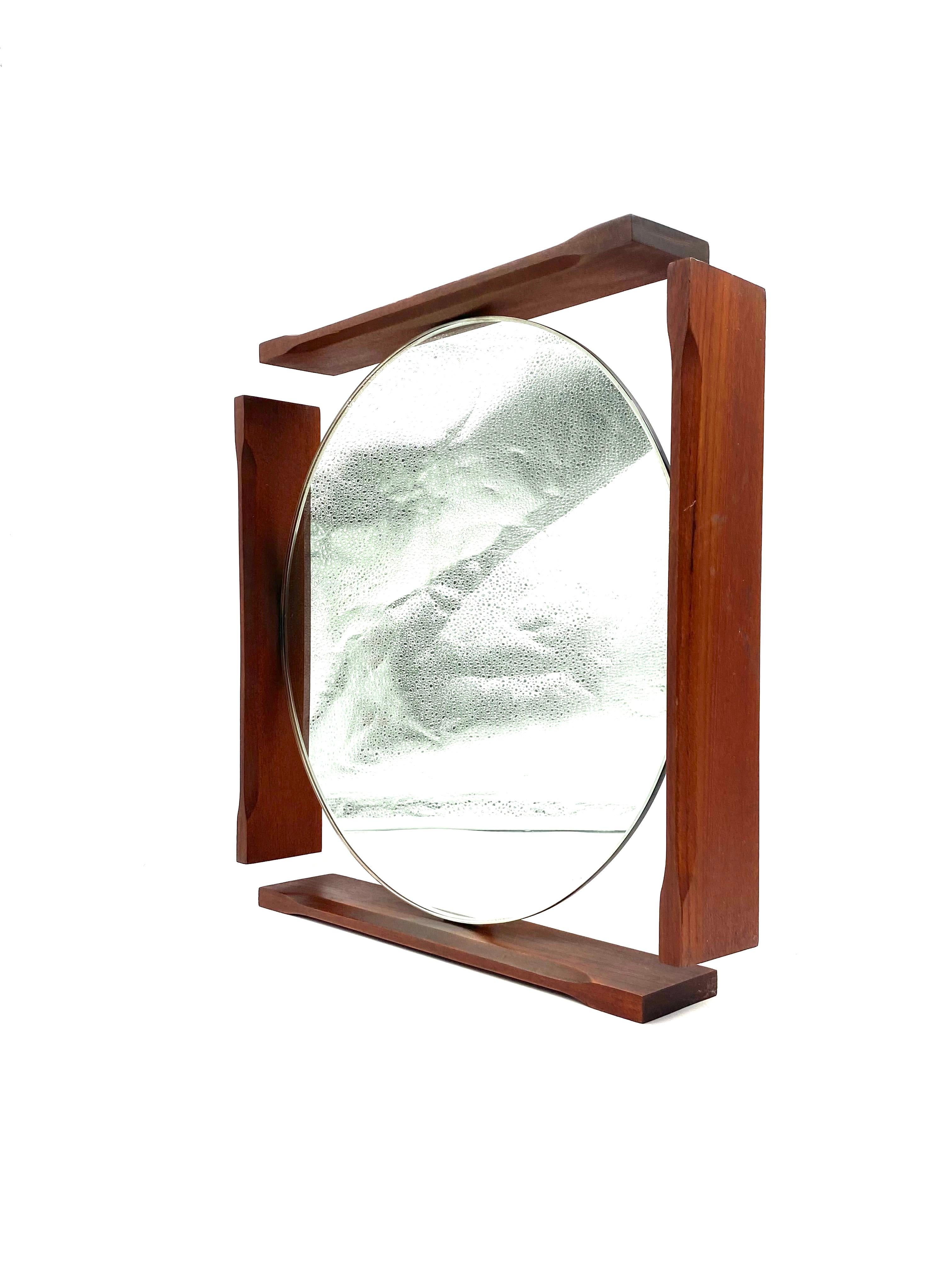 Mid-century teak table / wall mirror / vanity, Italy 1960s For Sale 3