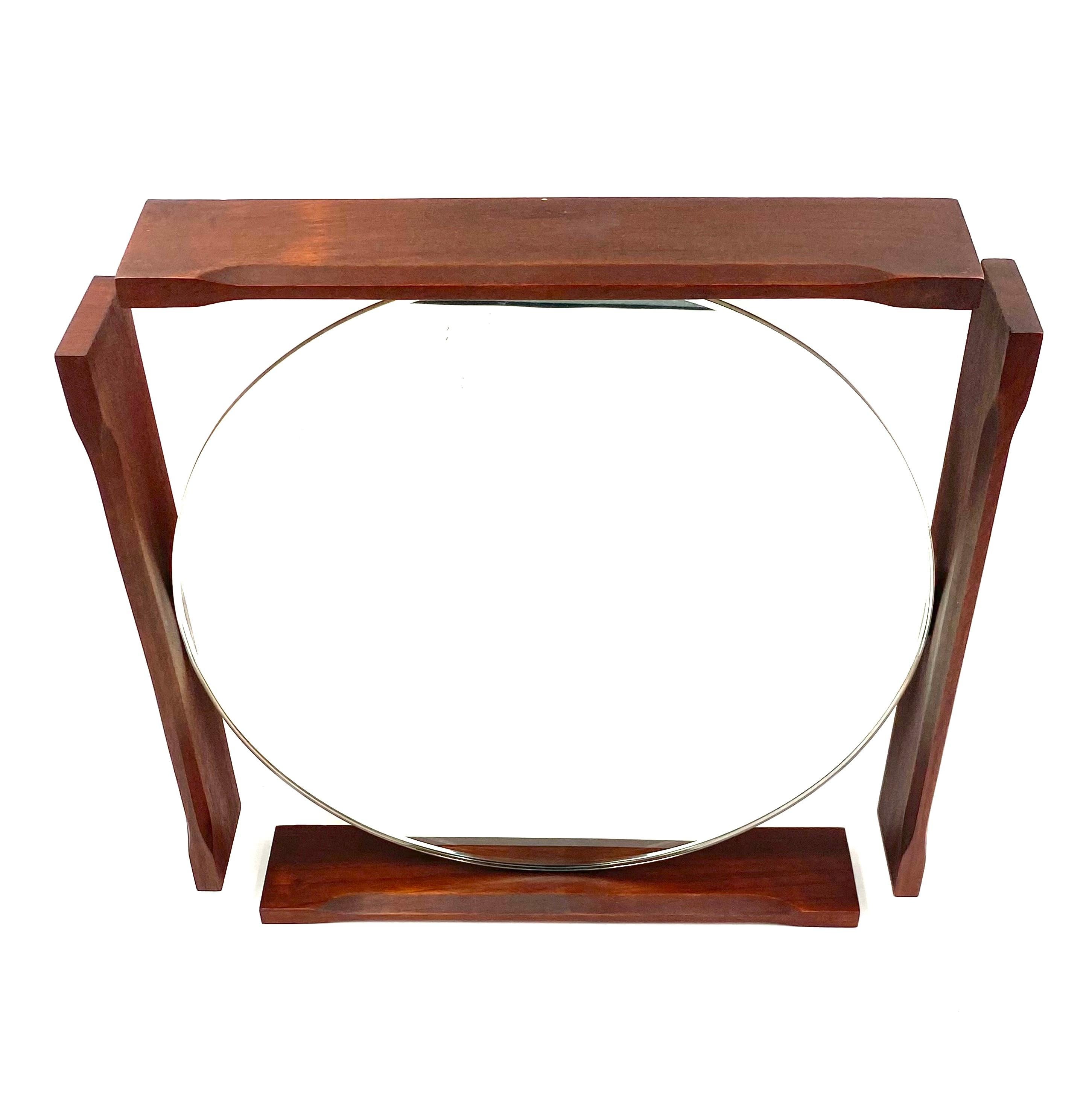 Mid-century teak table / wall mirror / vanity, Italy 1960s In Excellent Condition For Sale In Firenze, IT