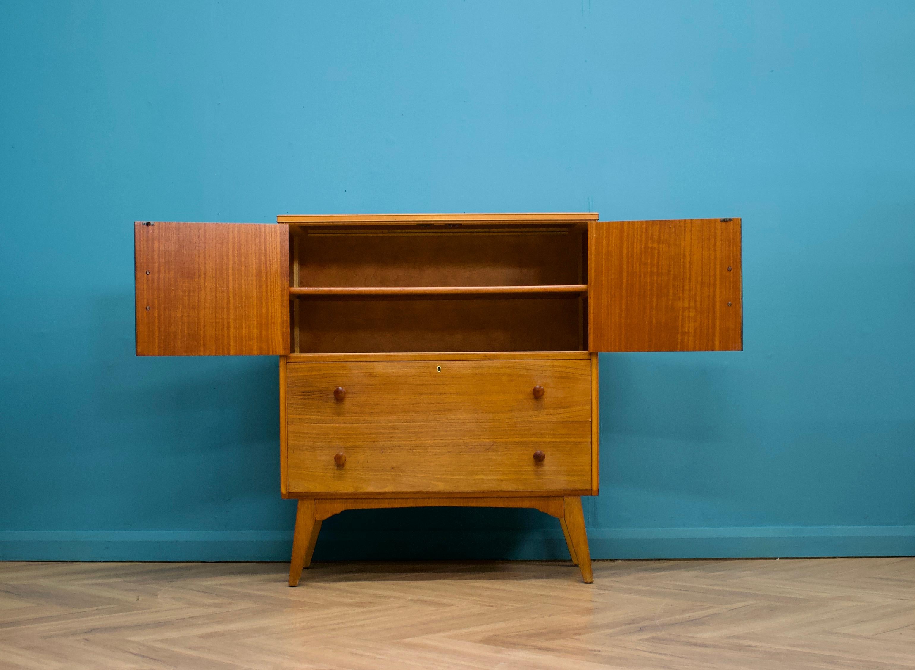 Veneer Mid Century Teak Tallboy Chest from Golden Key, 1960s