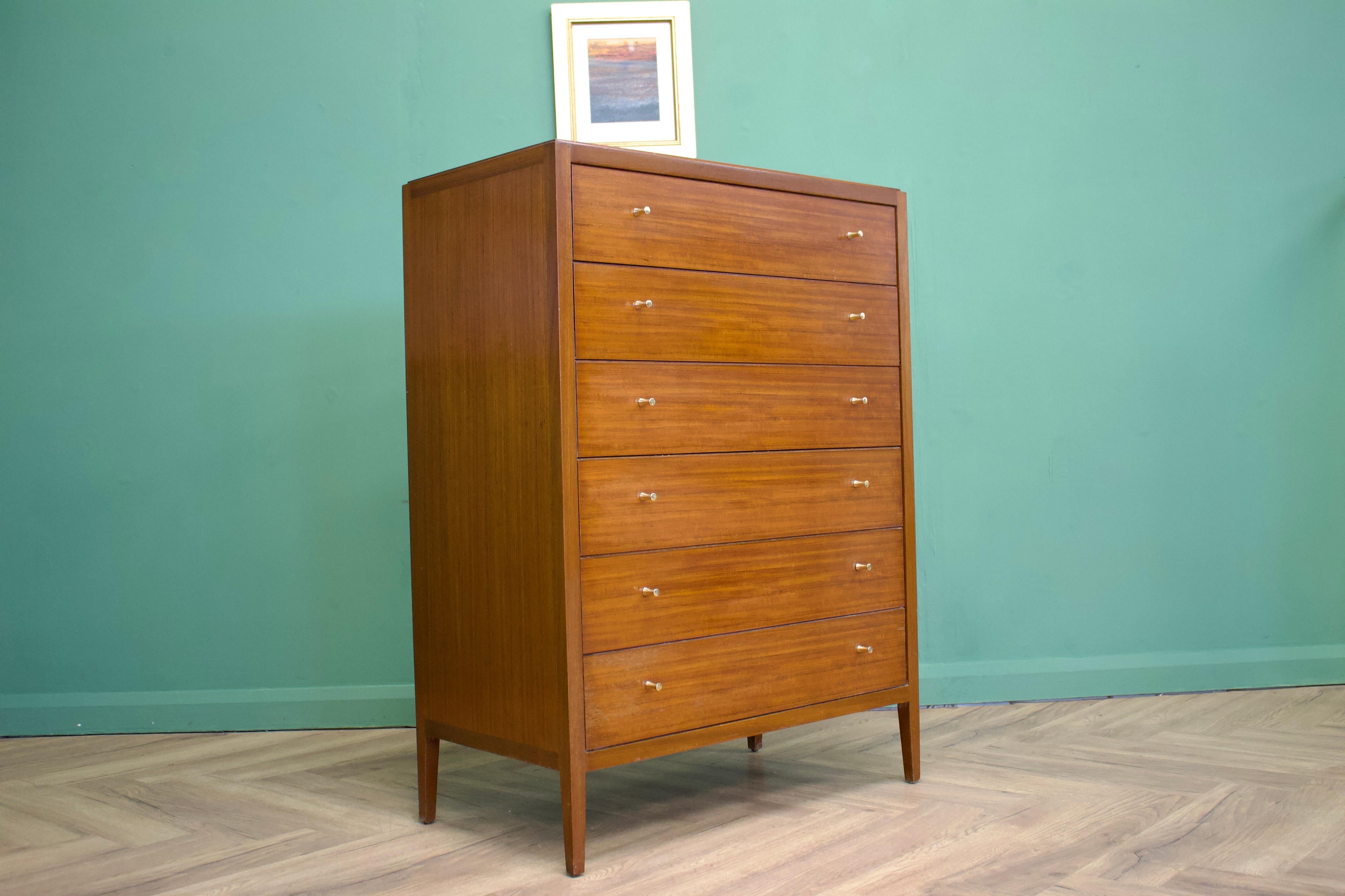 MidCentury Teak Tallboy Chest of Drawers by Heals from Loughborough