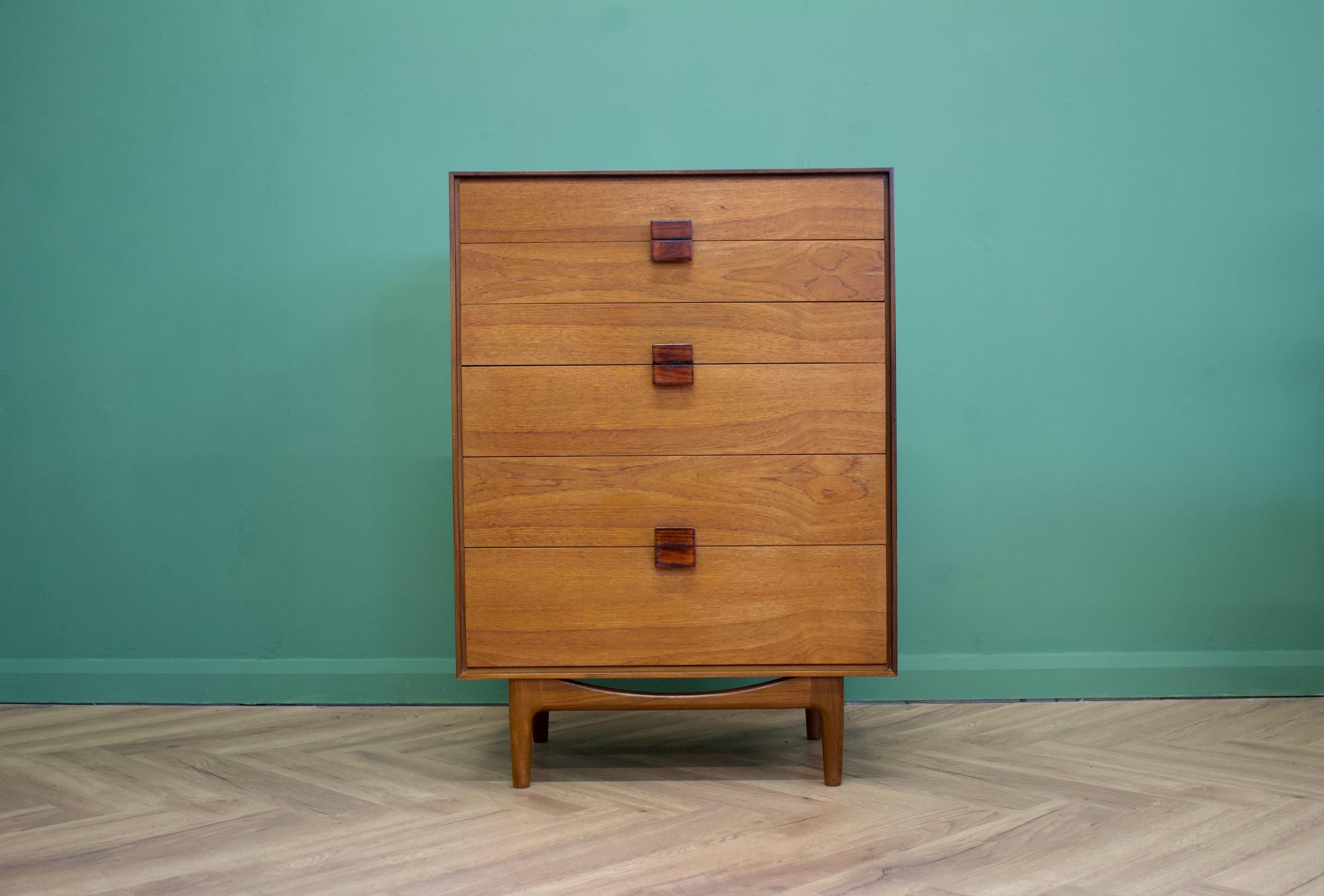 - Mid-century tallboy chest of drawers.
- Danish Design by Kofod Larsen.
- Manufactured in the UK by G - Plan.
- Made from solid teak & teak Veneer.
- Features 6 drawers.