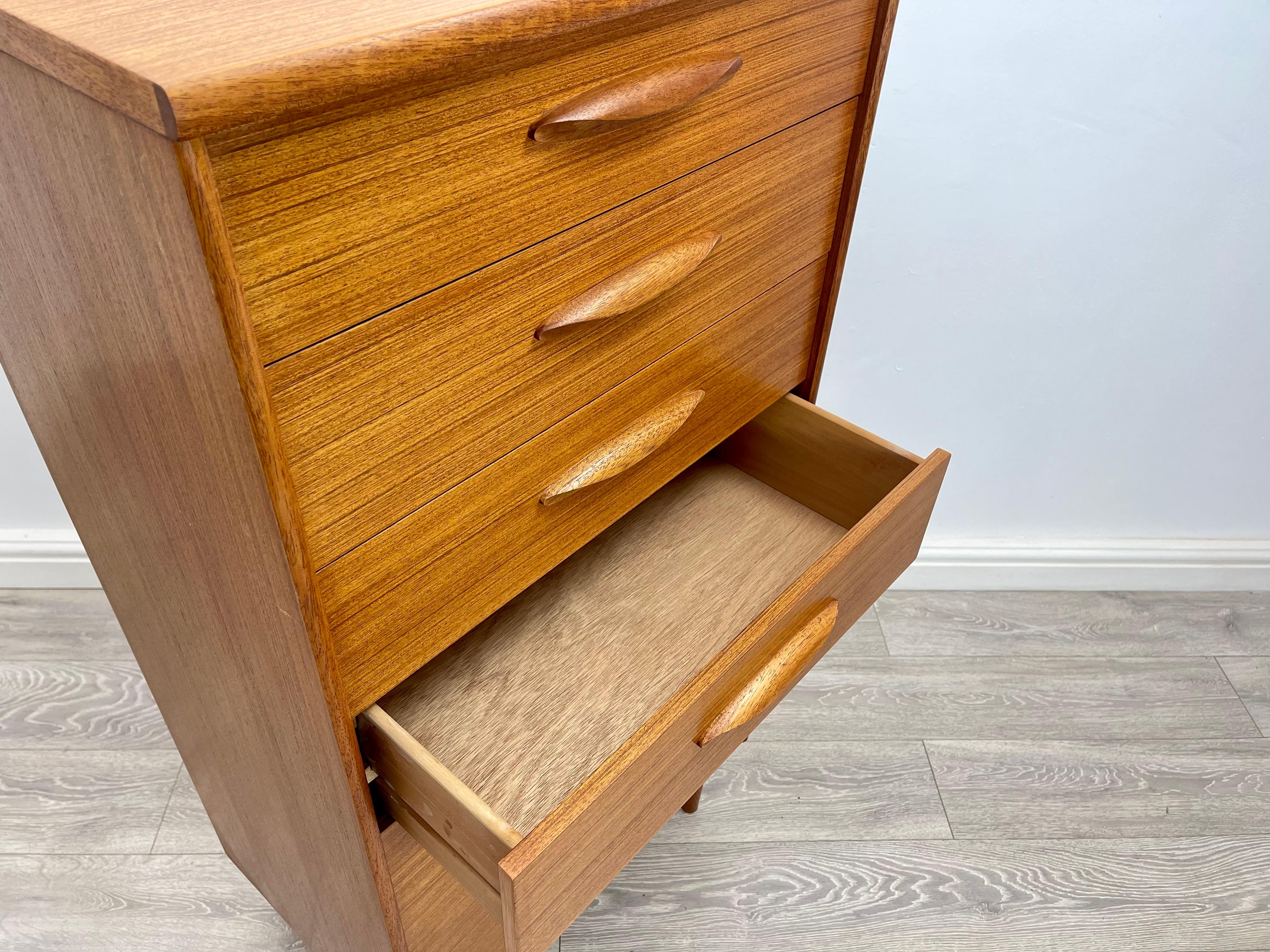 Mid Century Teak Tallboy Chest Of Drawers For Sale 5