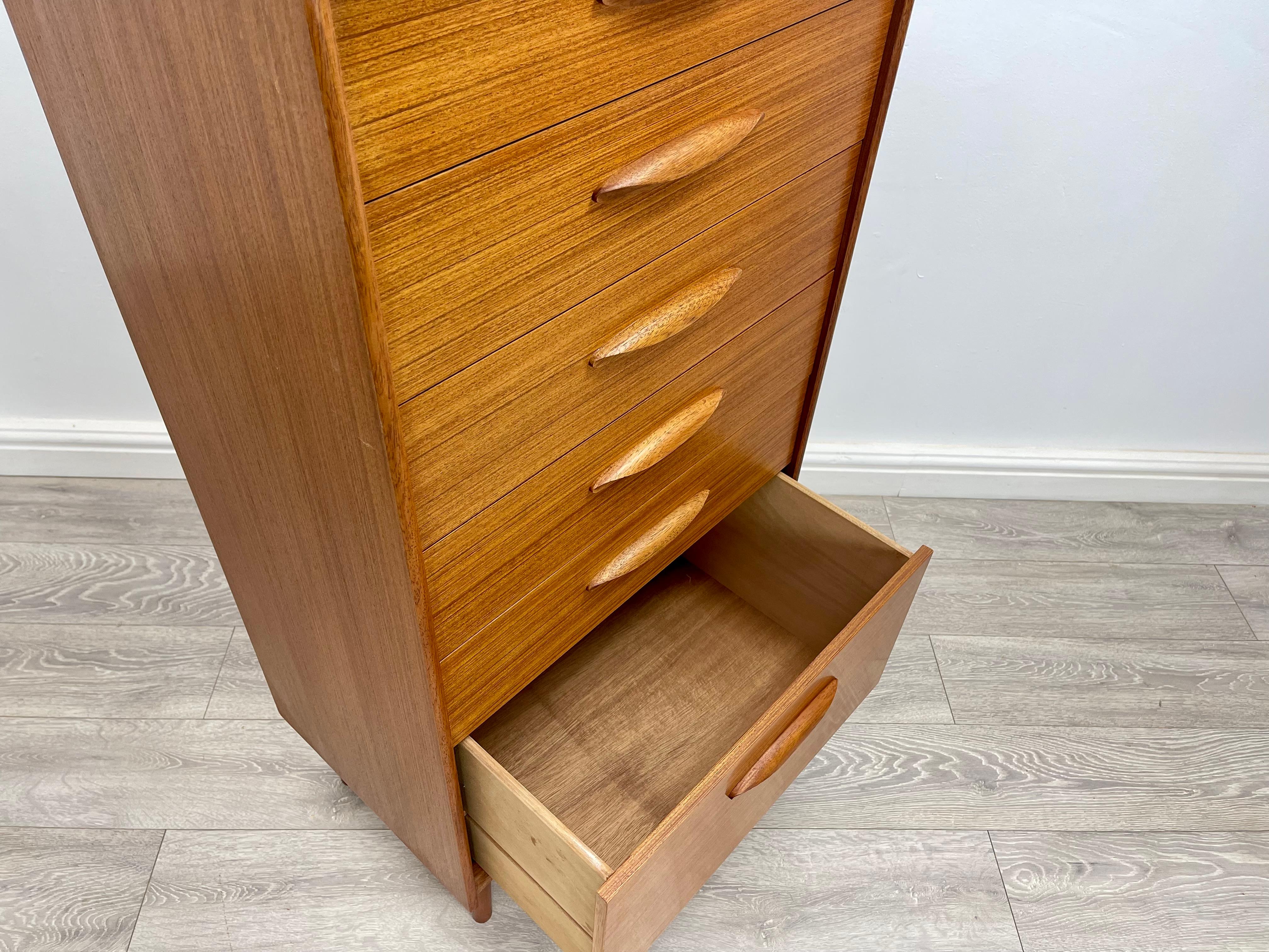 Mid Century Teak Tallboy Chest Of Drawers For Sale 7