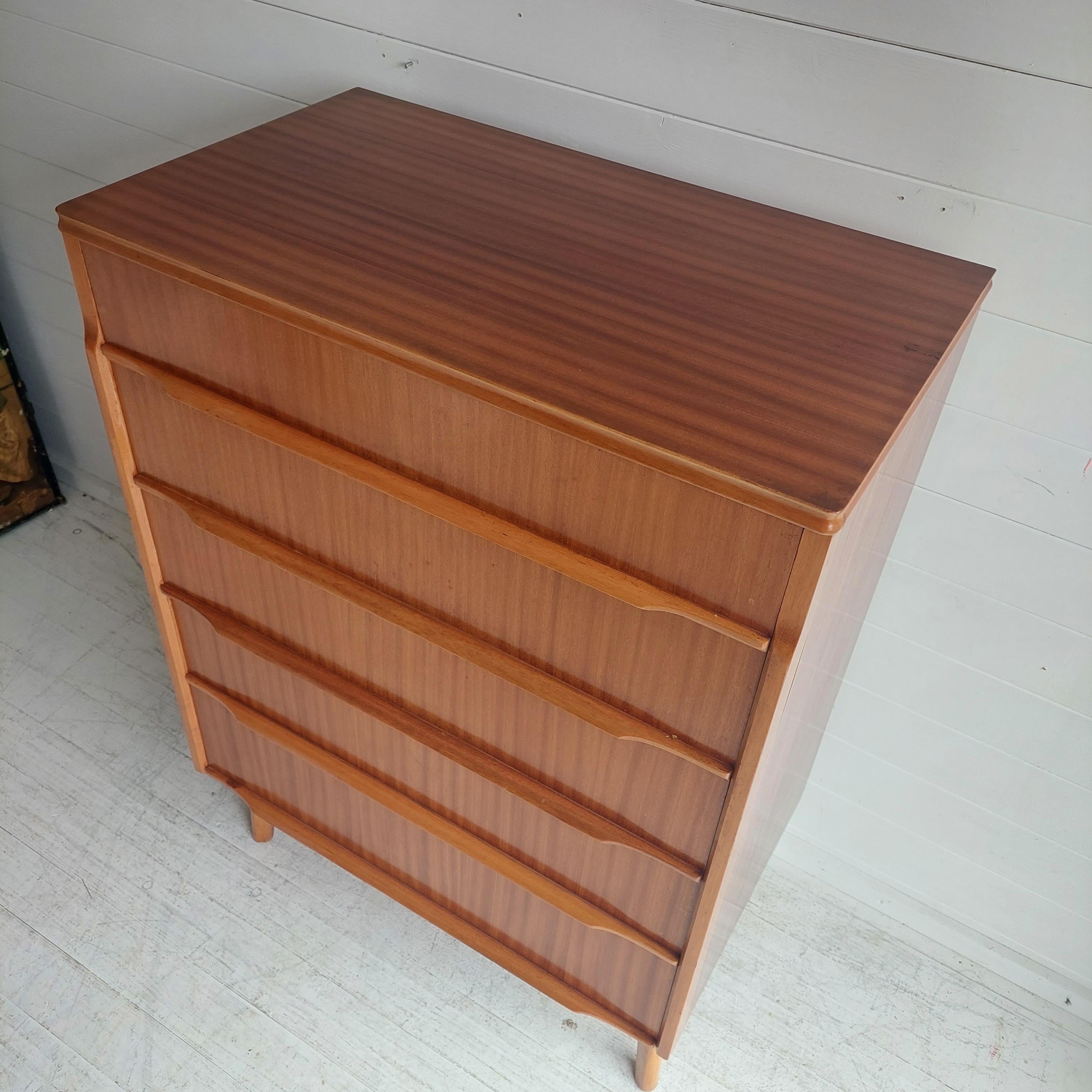 Mid Century Teak Tallboy Chest Of Drawers Vintage , 1960s In Good Condition In Leamington Spa, GB