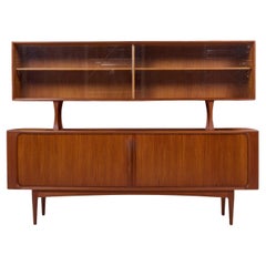 Bernhard Pedersen Mid Century Danish  Teak Tambour Credenza and Hutch