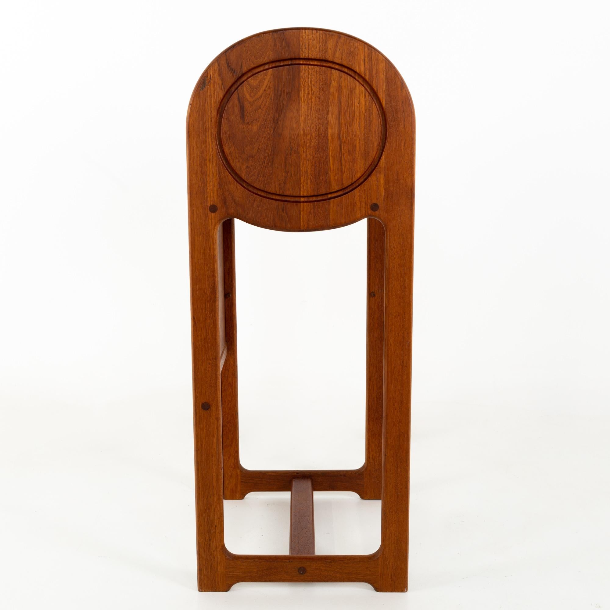 Mid Century Danish Teak Tambour Door Foyer Entry Console Phone Table
This table is 16.5 wide x 14 deep x 36 inches high, with a chair clearance of 24.75 inches

All pieces of furniture can be had in what we call restored vintage condition. That