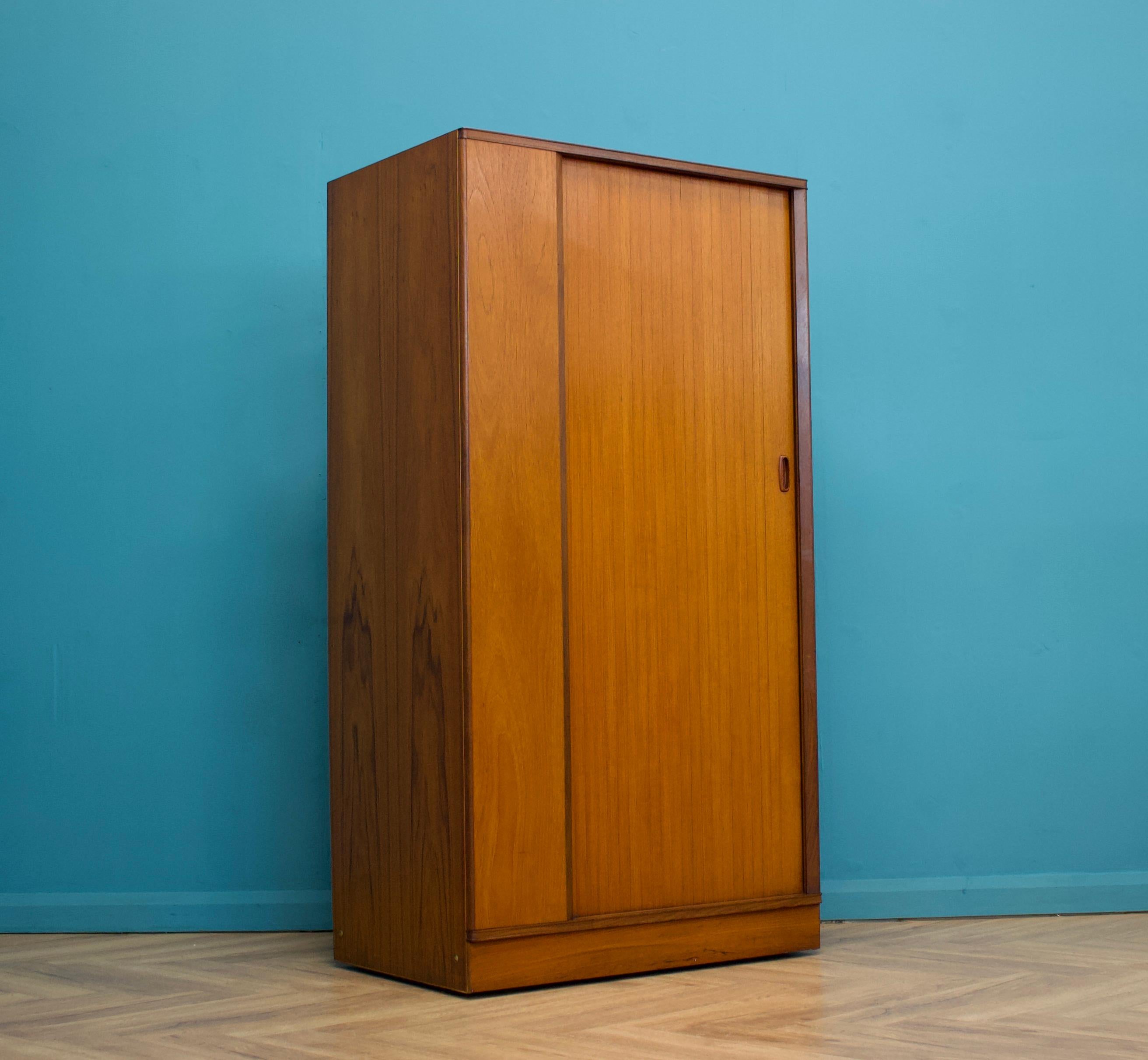 British Mid Century Teak Tambour Wardrobe from Austinsuite, 1960s