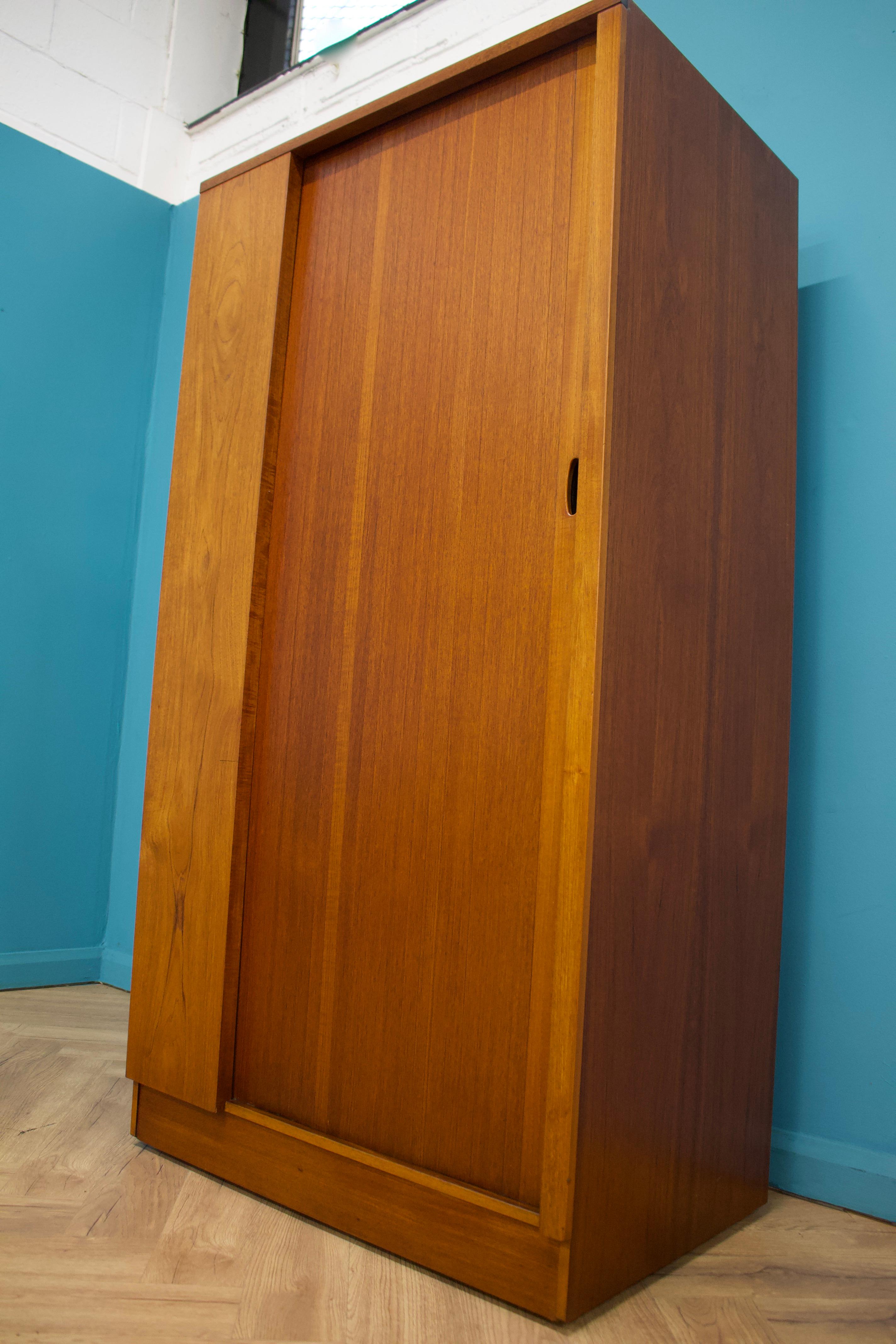Veneer Mid Century Teak Tambour Wardrobe from Austinsuite, 1960s