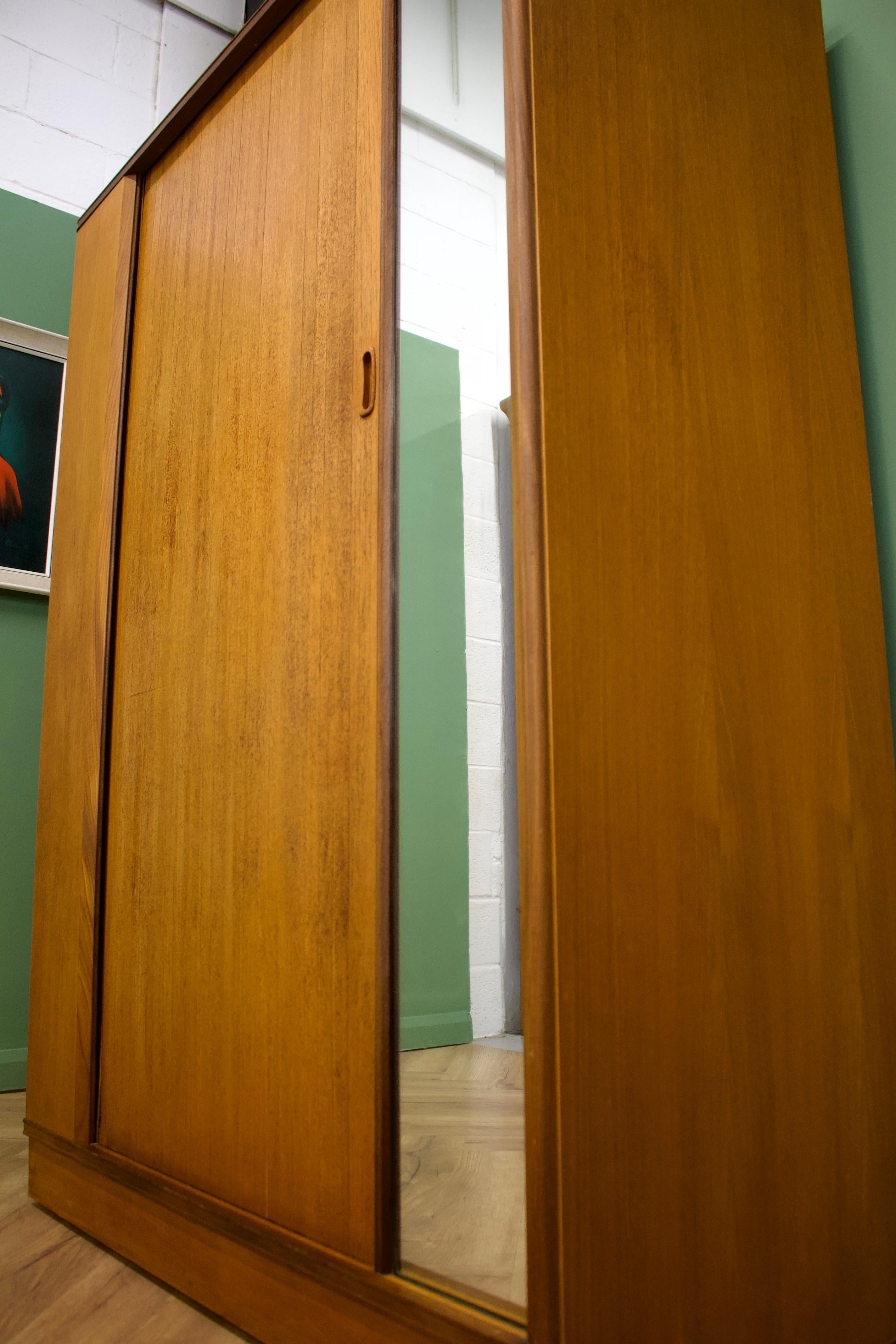 Mid Century Teak Tambour Wardrobe from Austinsuite, 1960s In Good Condition In South Shields, GB