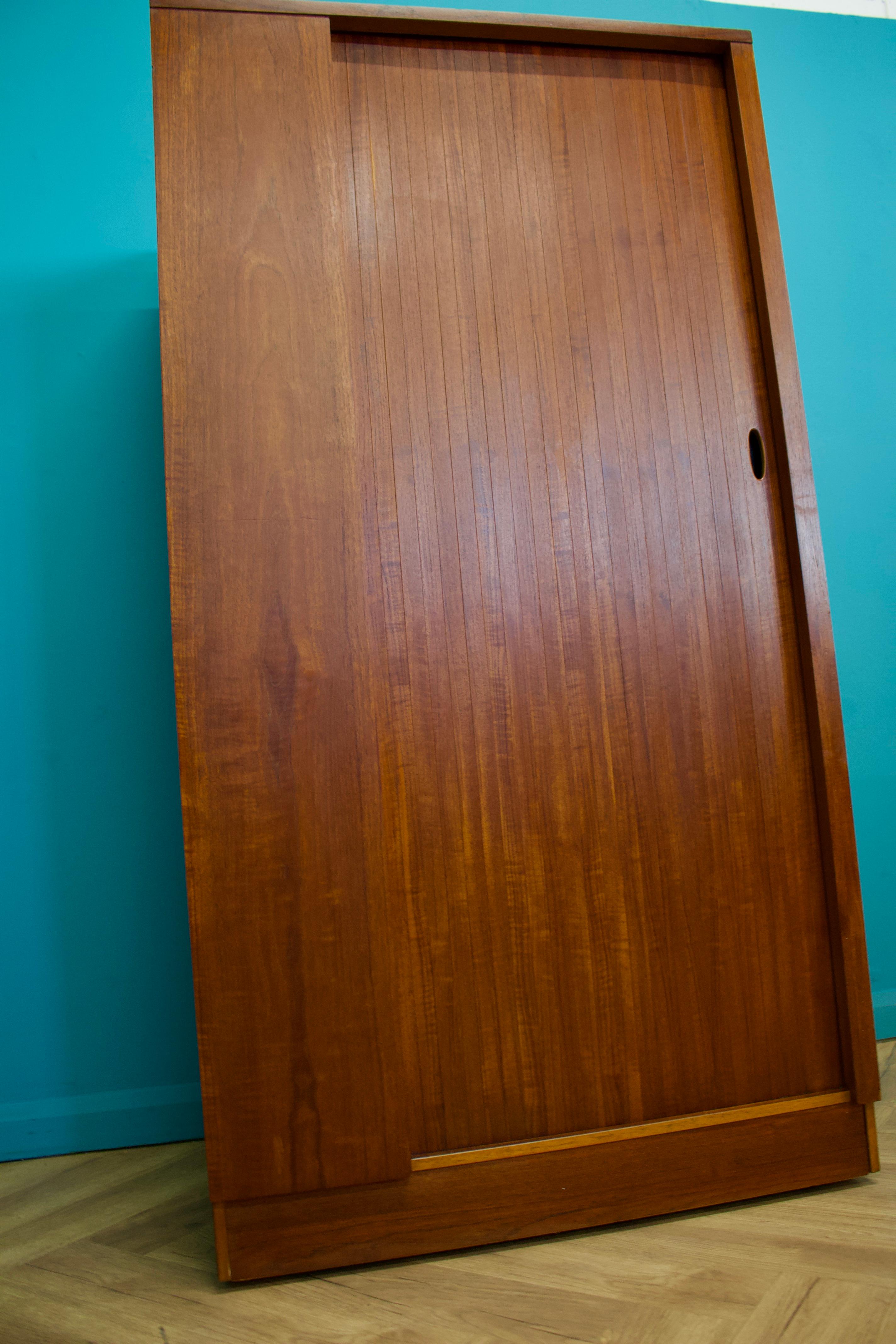 Veneer Mid Century Teak Tambour Wardrobe from Austinsuite, 1960s