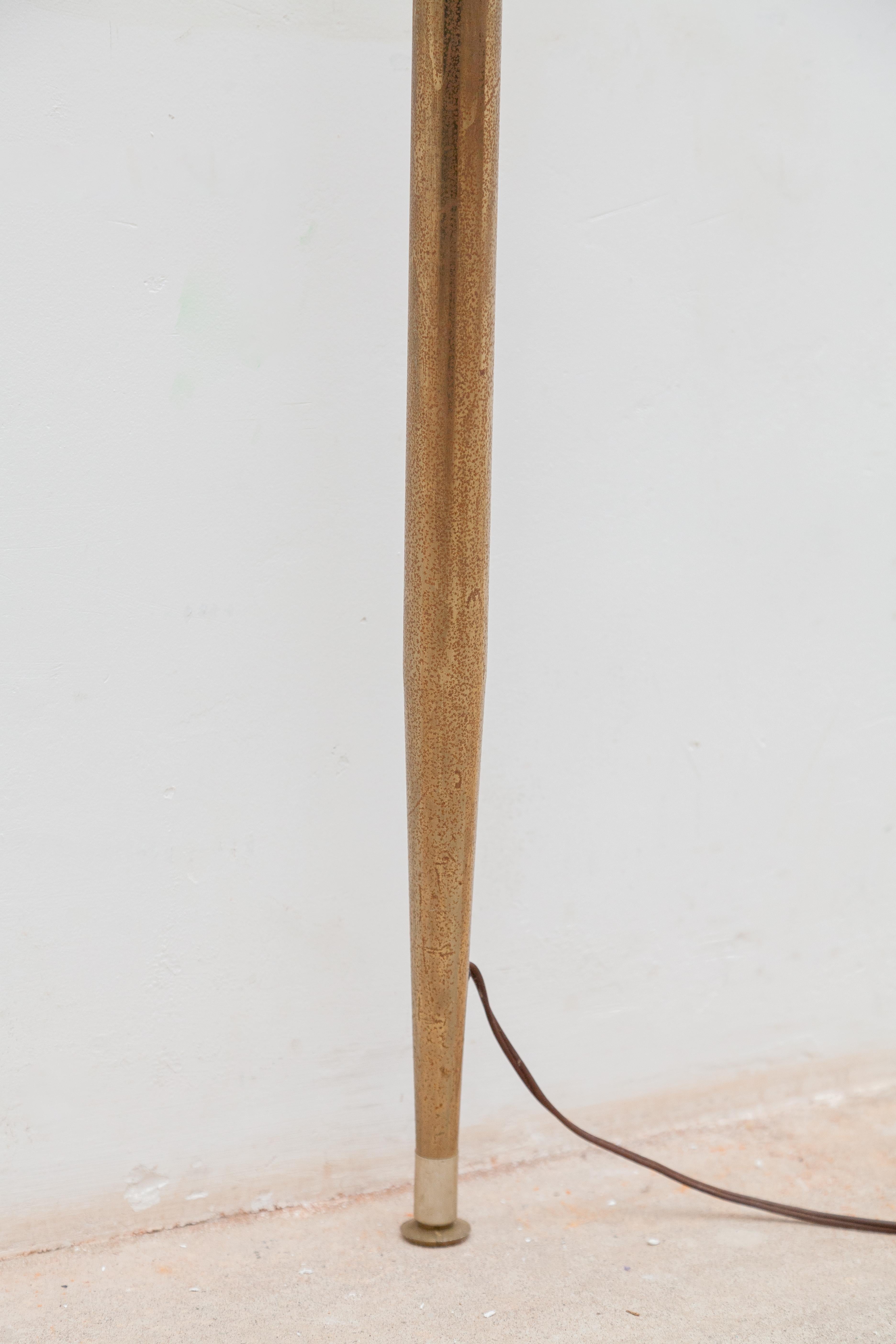Mid-Century Modern Mid Century Teak Tension Pole Floor to Ceiling Triple Lights Lamp Germany, 1950s