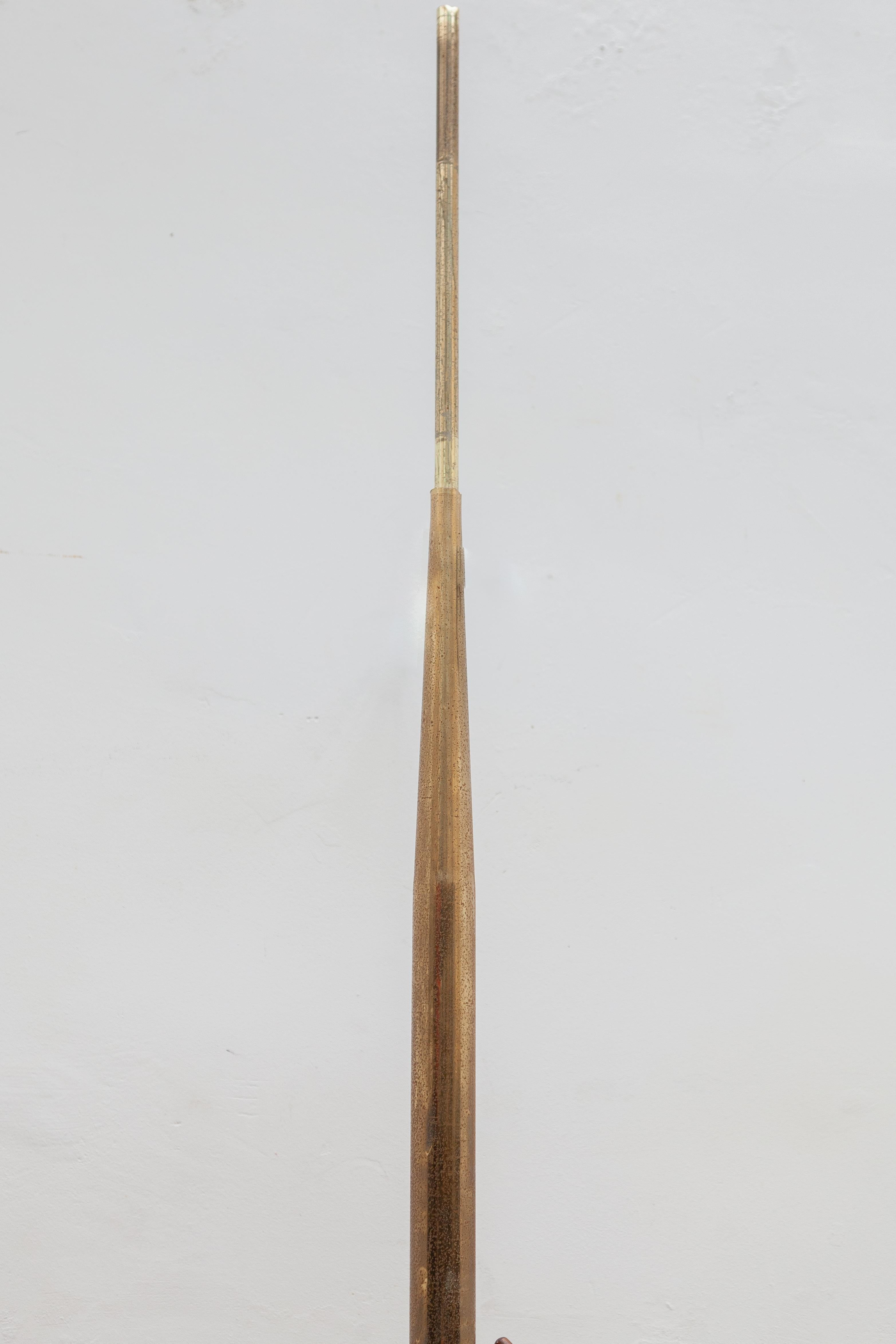 Hand-Crafted Mid Century Teak Tension Pole Floor to Ceiling Triple Lights Lamp Germany, 1950s