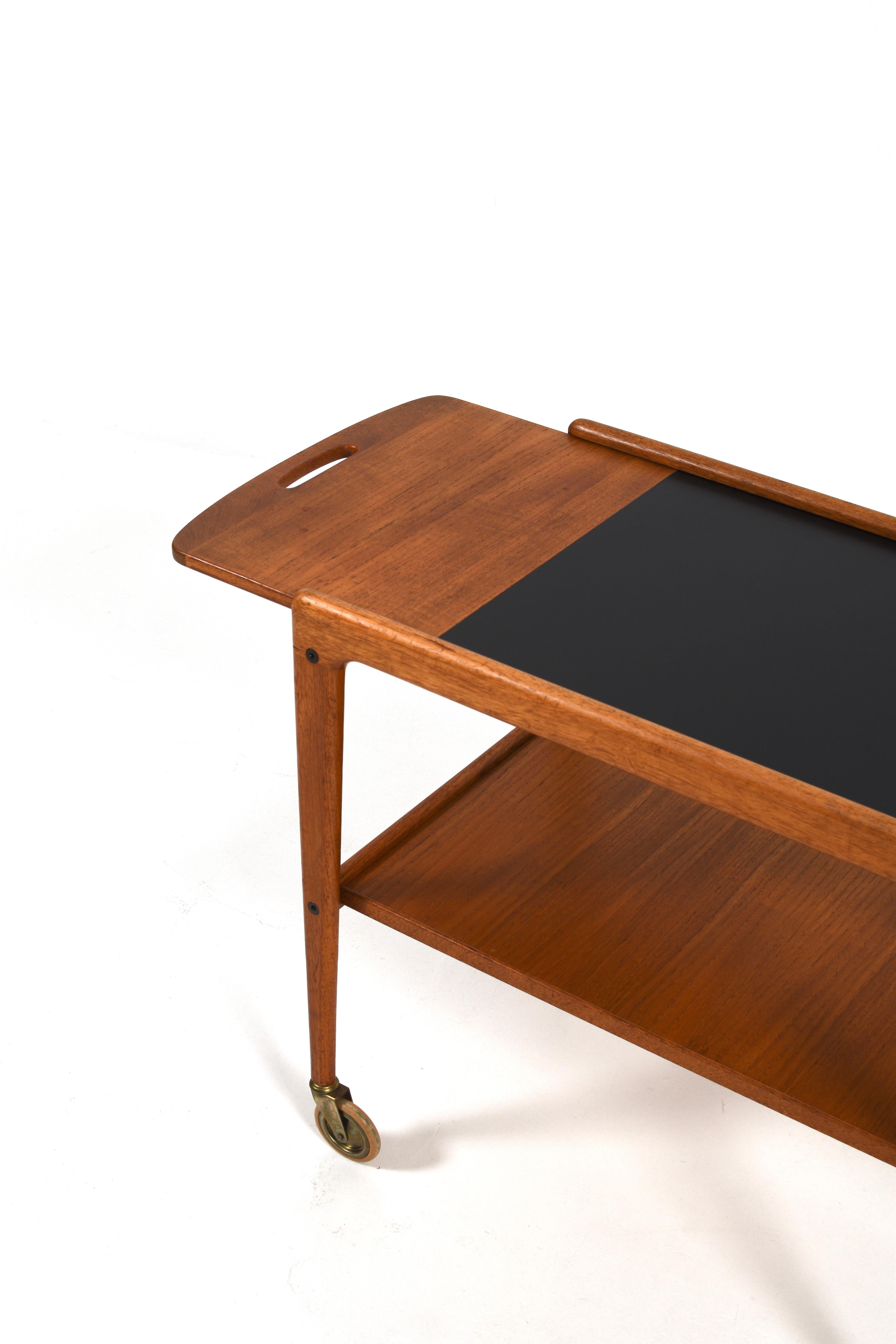 Mid-Century Teak “Thea” Trolley, Bar Cart by Yngve Ekström, Sweden, 1950s For Sale 1