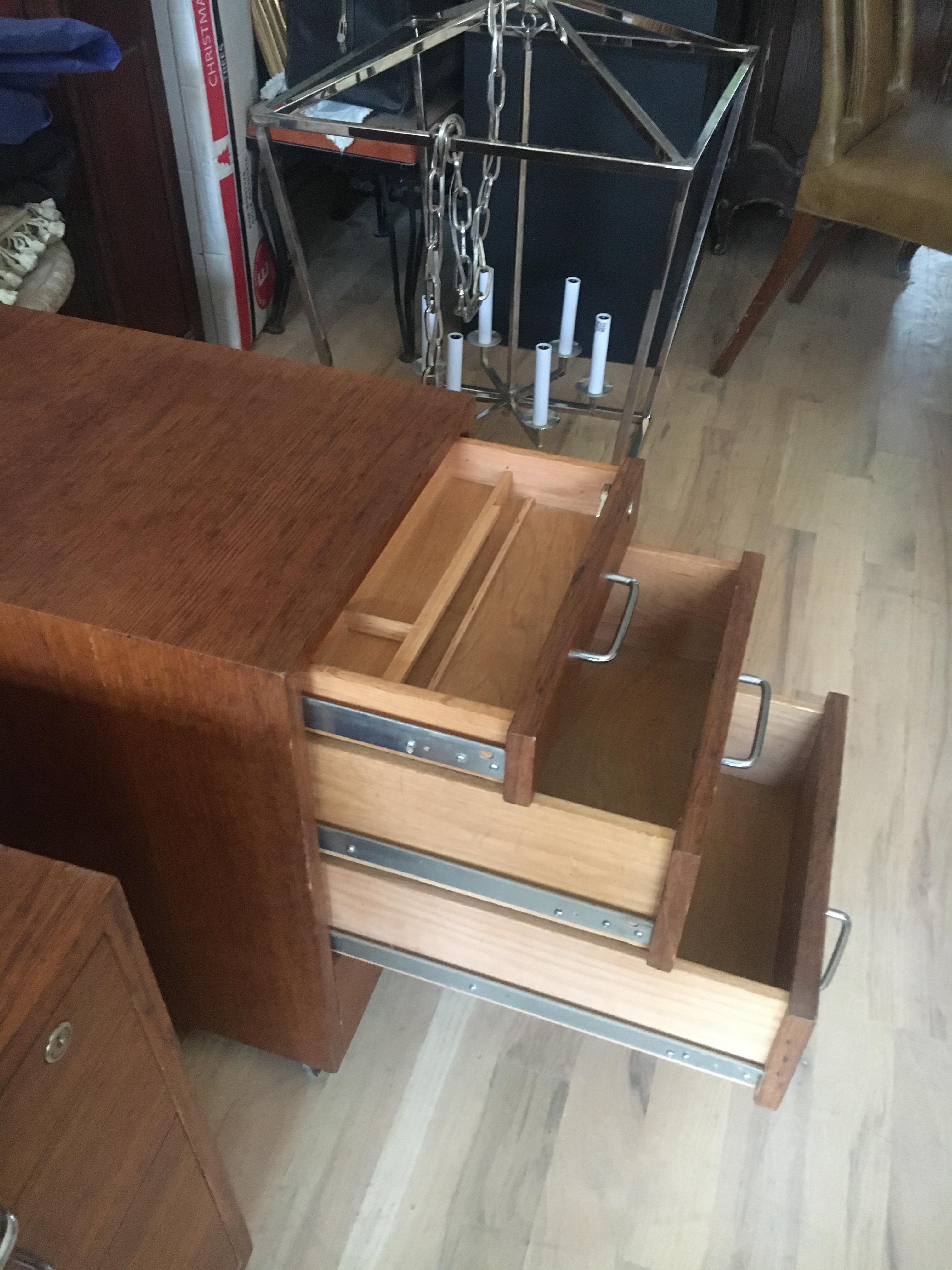 Mid-Century Modern Midcentury Teak Three-Drawer File Cabinets On Casters, Great Bed Side Tables For Sale