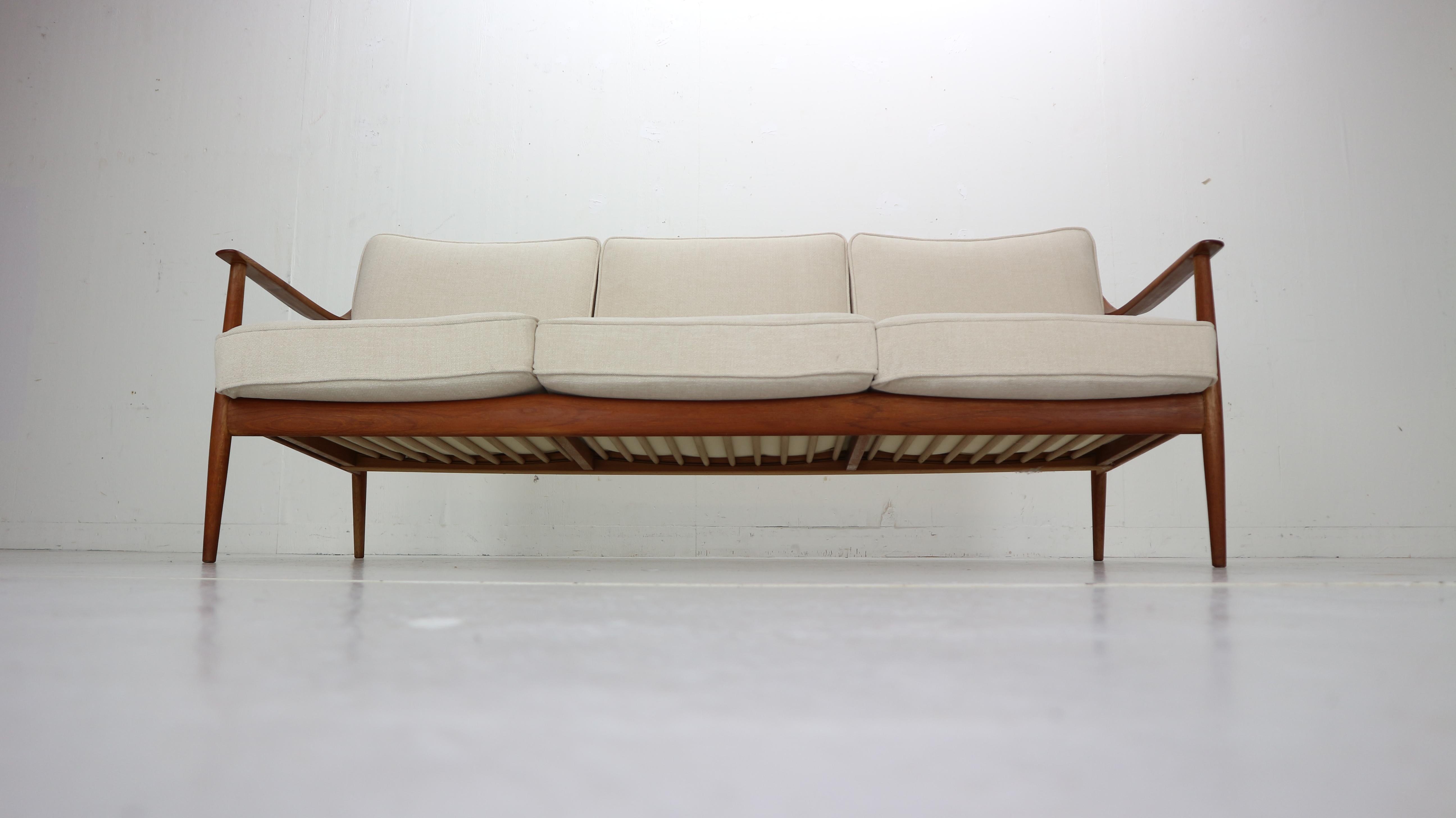 Mid-20th Century Midcentury Teak Three-Seat Sofa by Knoll Antimott from Willhelm Knoll, 1960