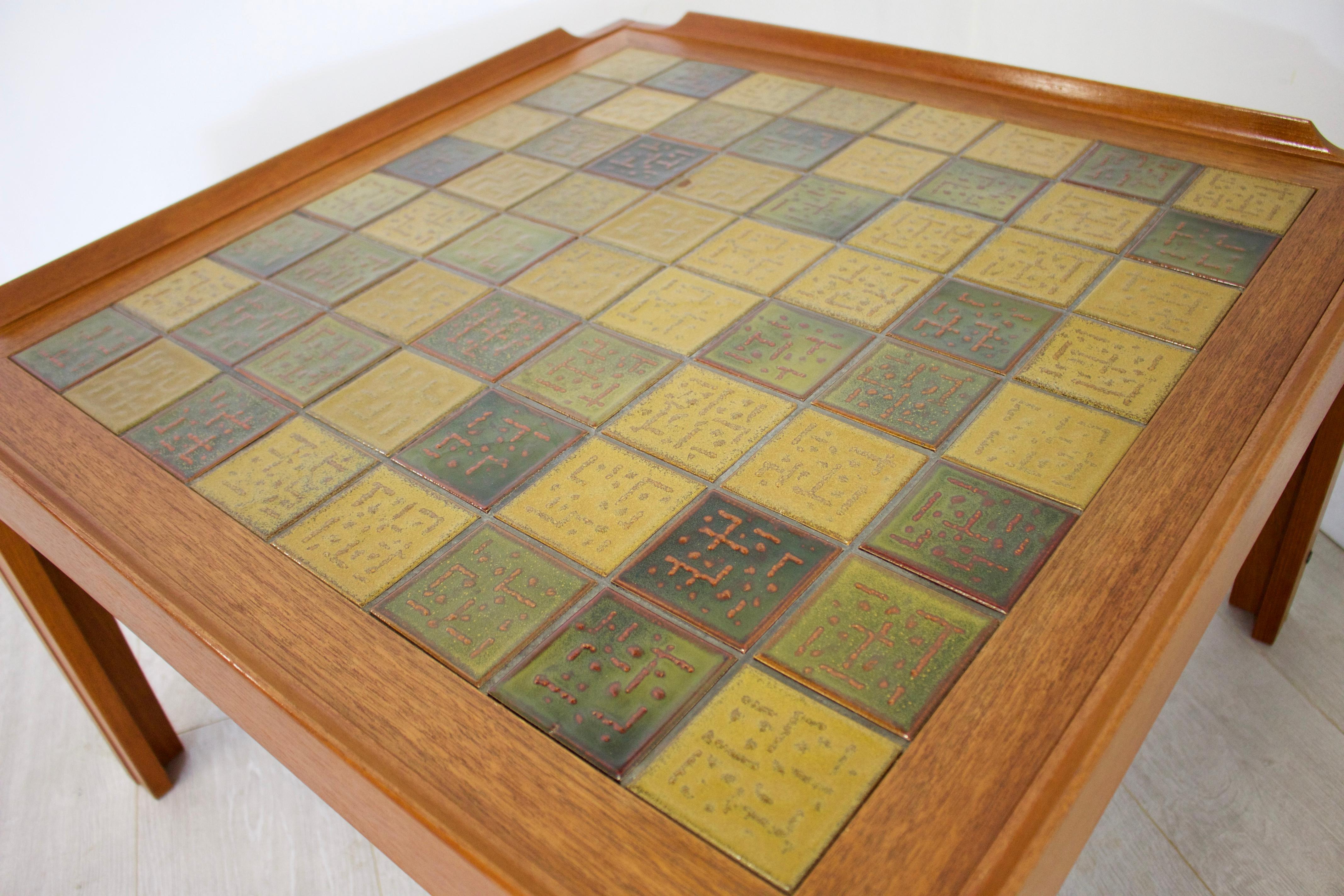 Mid-Century Modern Midcentury Teak Tiled Danish Coffee Table from Trioh For Sale