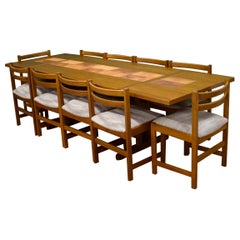 Mid-Century Teak Tiled Extendable Dining Table & Chairs by Ansager Mobler, 1970s