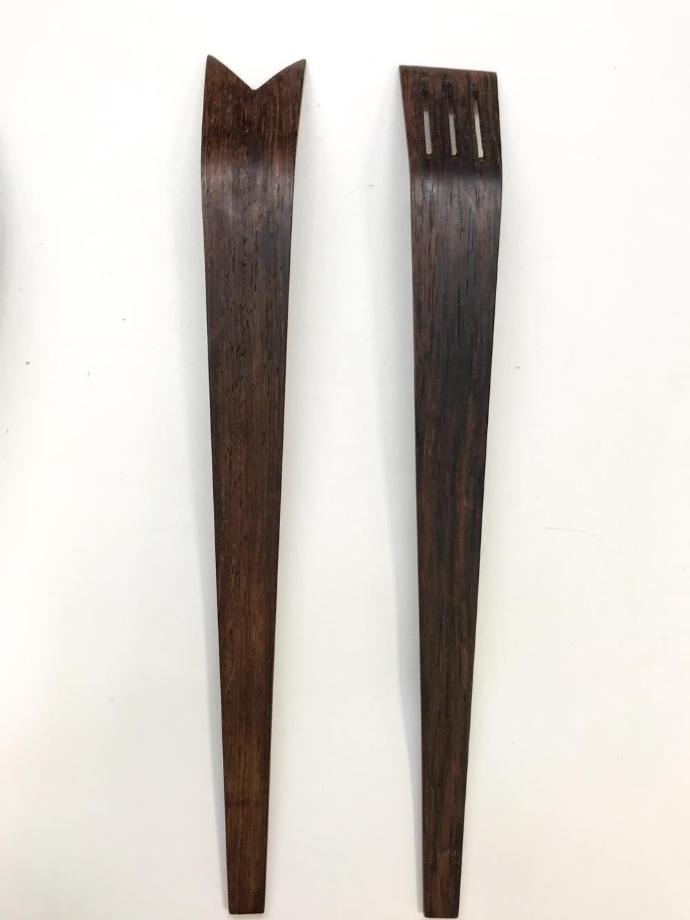 Midcentury Teak Tray & Salad Serving Set, Style of Arthur Umanoff For Sale 4