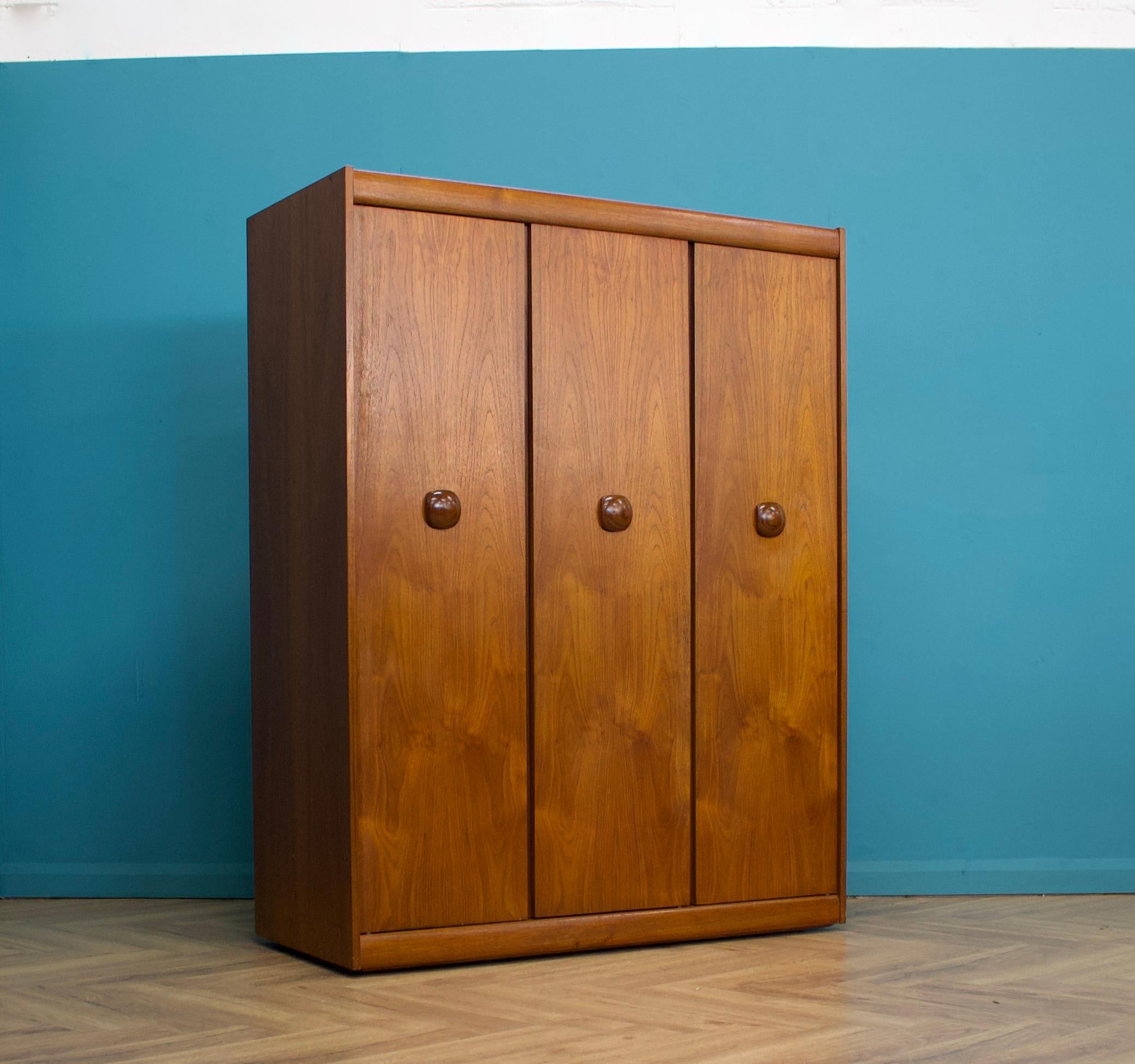 Mid-Century Modern Mid Century Teak Triple Door Wardrobe from Elliots of Newbury 1960s