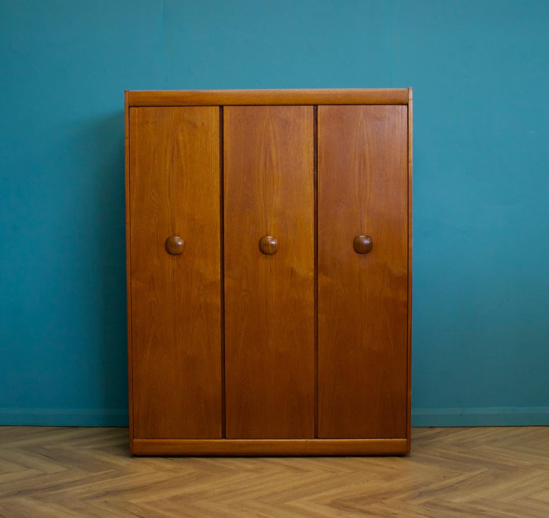 Mid-Century Modern Mid Century Teak Triple Door Wardrobe from Elliots of Newbury 1960s