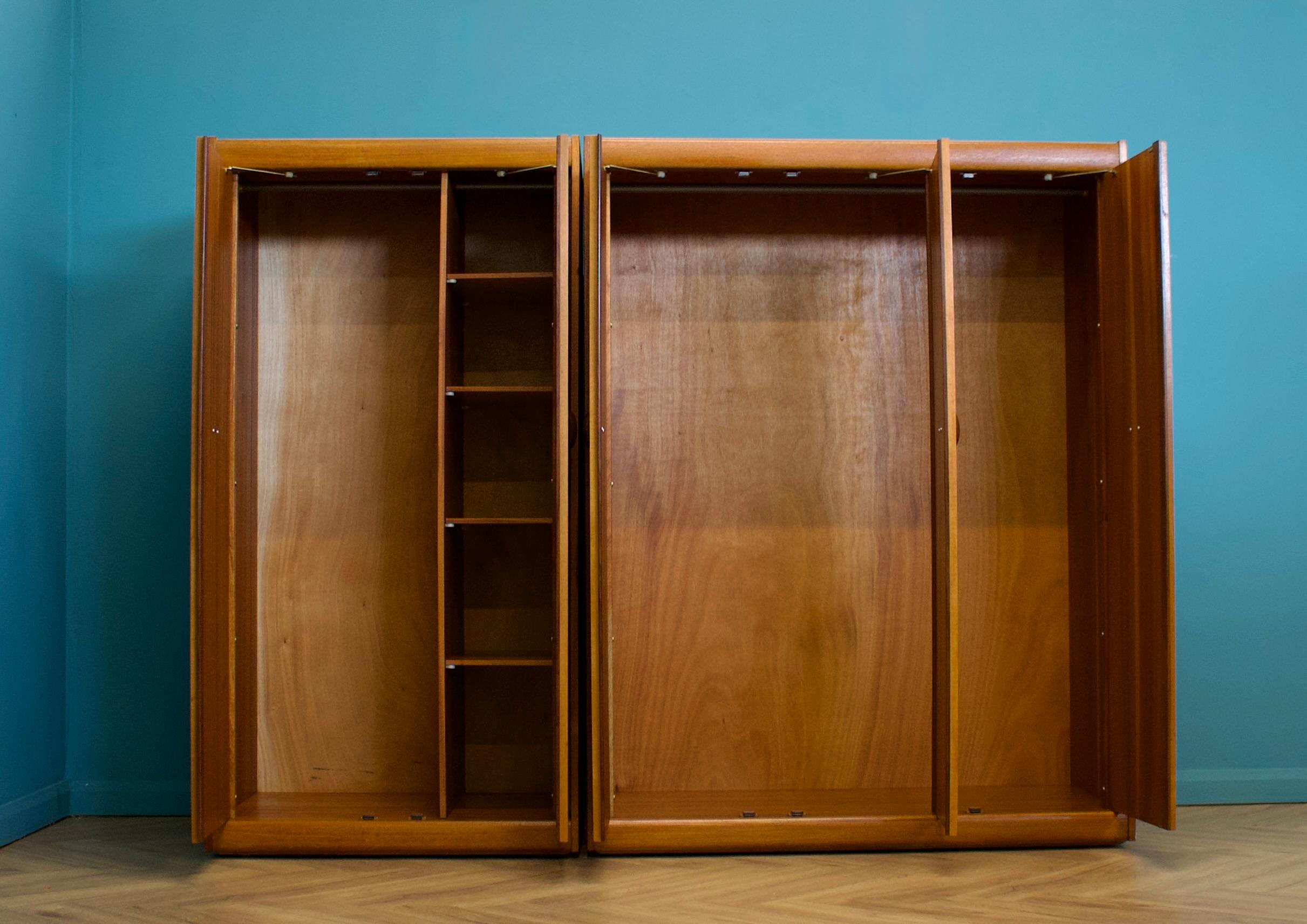 Veneer Mid Century Teak Triple Door Wardrobe from Elliots of Newbury 1960s