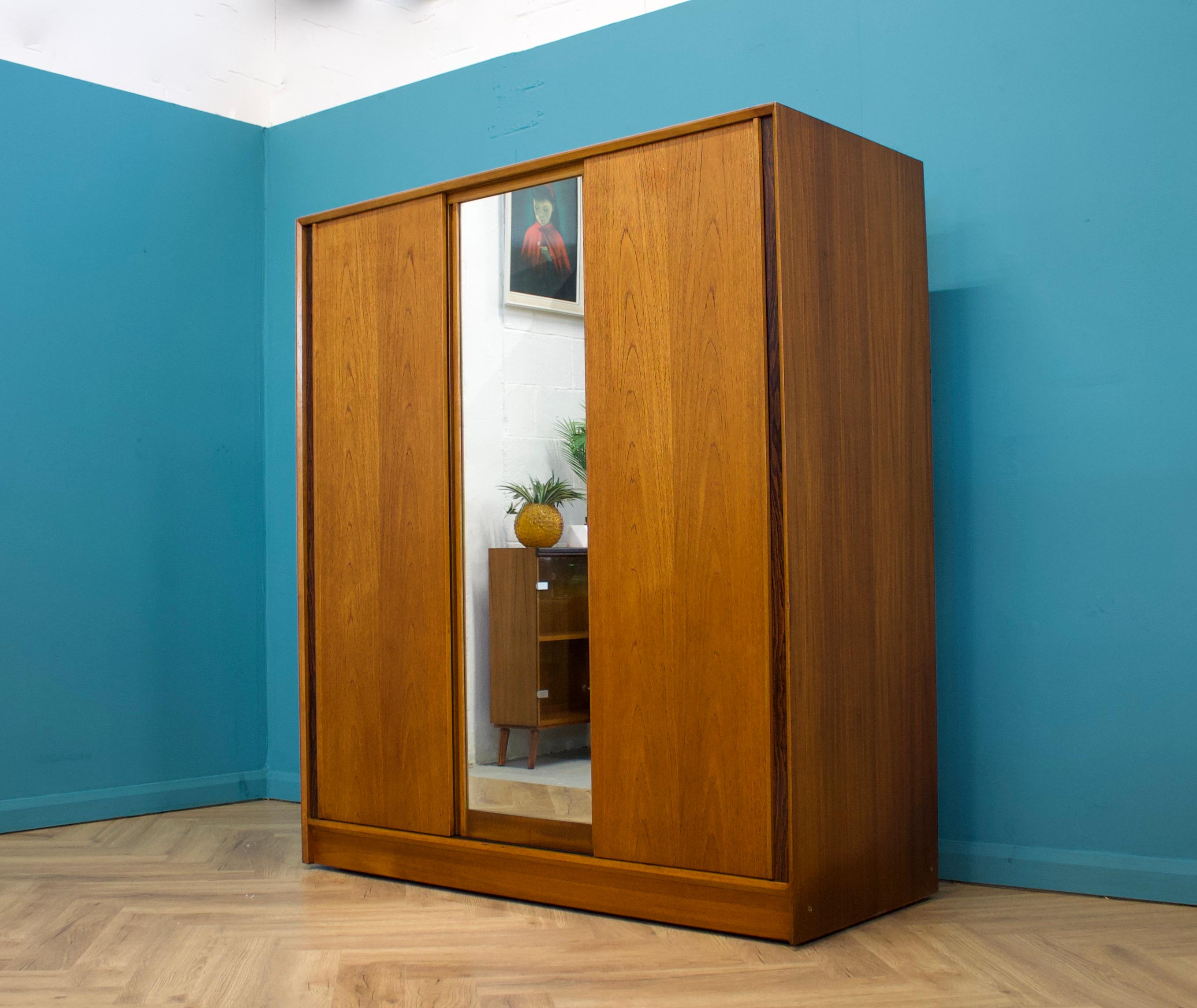 Mid-Century Modern Mid Century Teak Triple Sliding Door Wardrobe from Austinsuite, 1960s