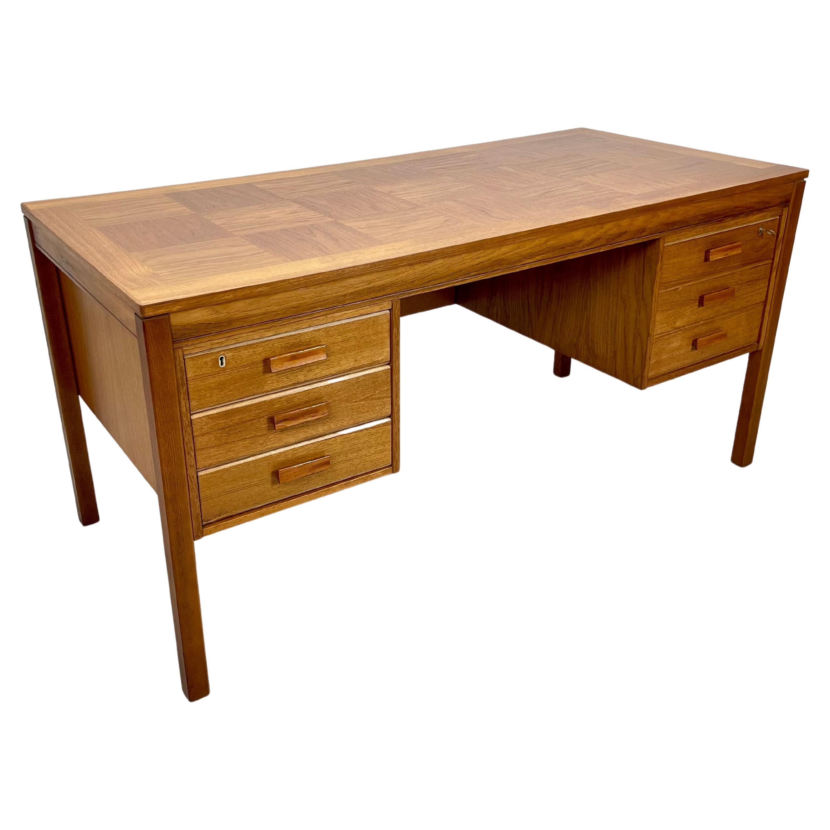 Midcentury Teak Twin Pedestal Desk at 1stDibs