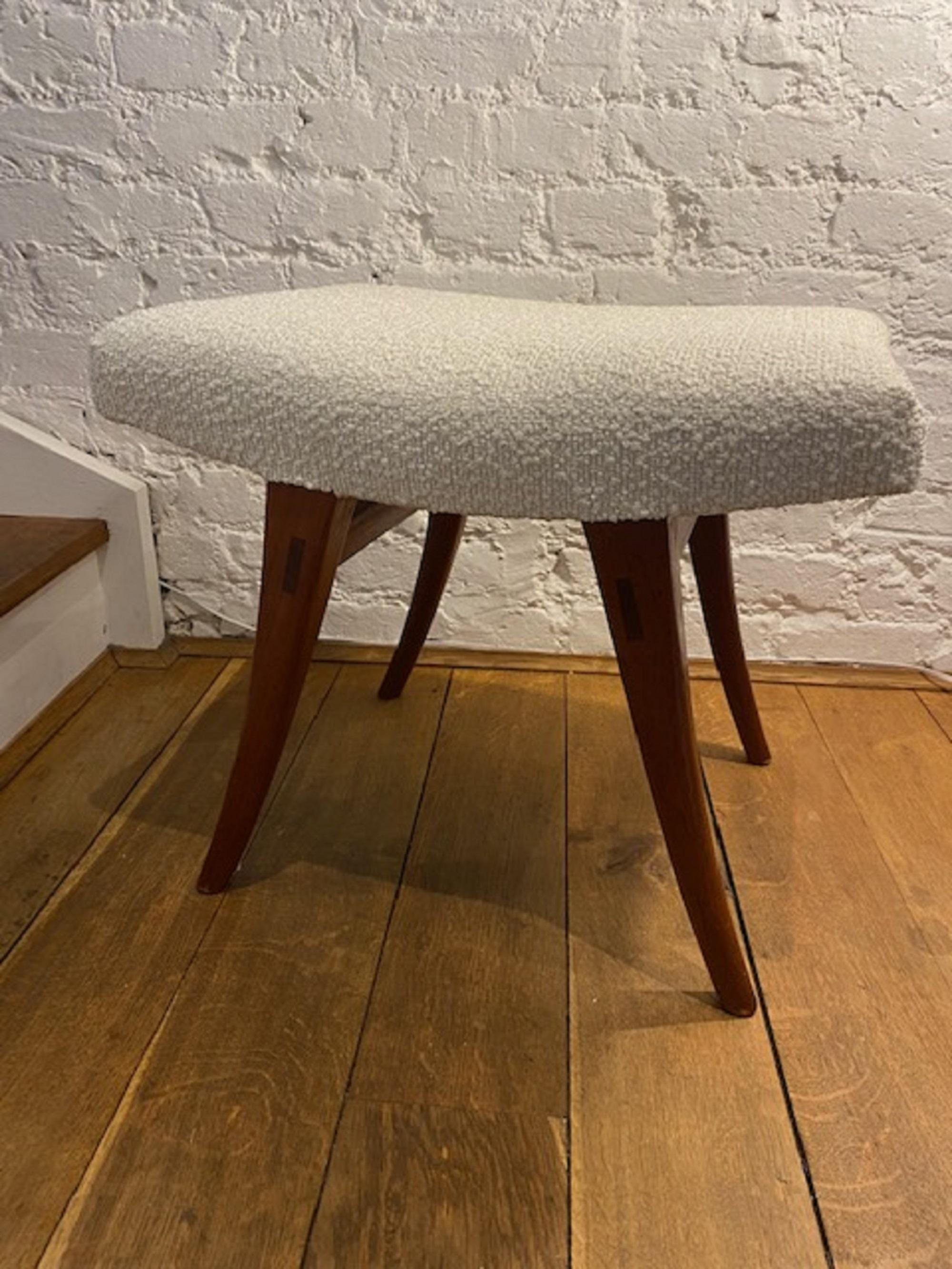 Mid-20th Century Mid-Century Teak Upholstered Dressing Table Stool, Danish, C. 1960s For Sale
