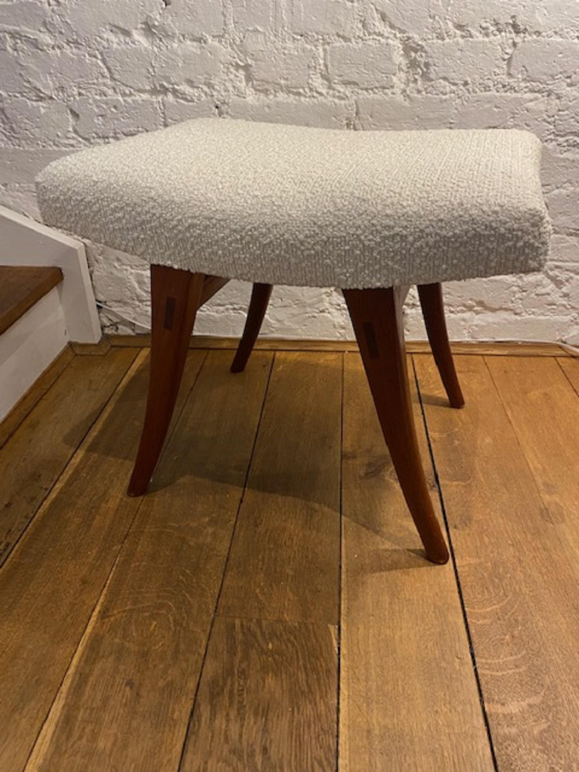 Mid-Century Teak Upholstered Dressing Table Stool, Danish, C. 1960s For Sale 1