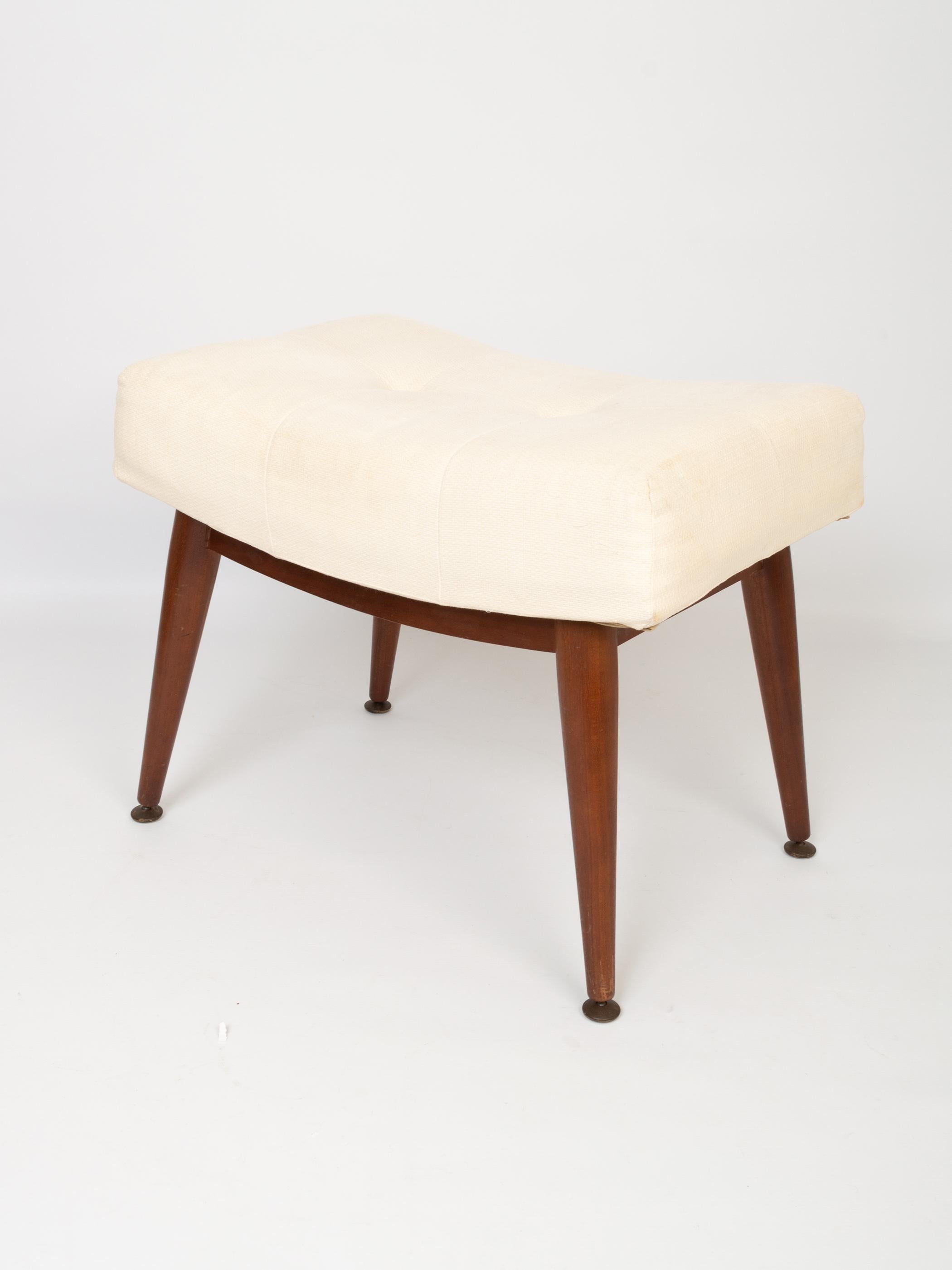 Mid-Century Modern Mid Century Teak Upholstered Ottoman Stool, Englan, C.1960