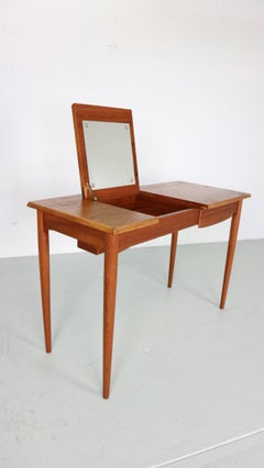 Mid- Century Teak Vanity Table Or Desk By Hjerm Mobelfabrik, 1960 Denmark