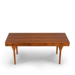 Mid-Century Teak Veneer Desk with 4 Drawers by Nanna Ditzel for Søren Willadsen
