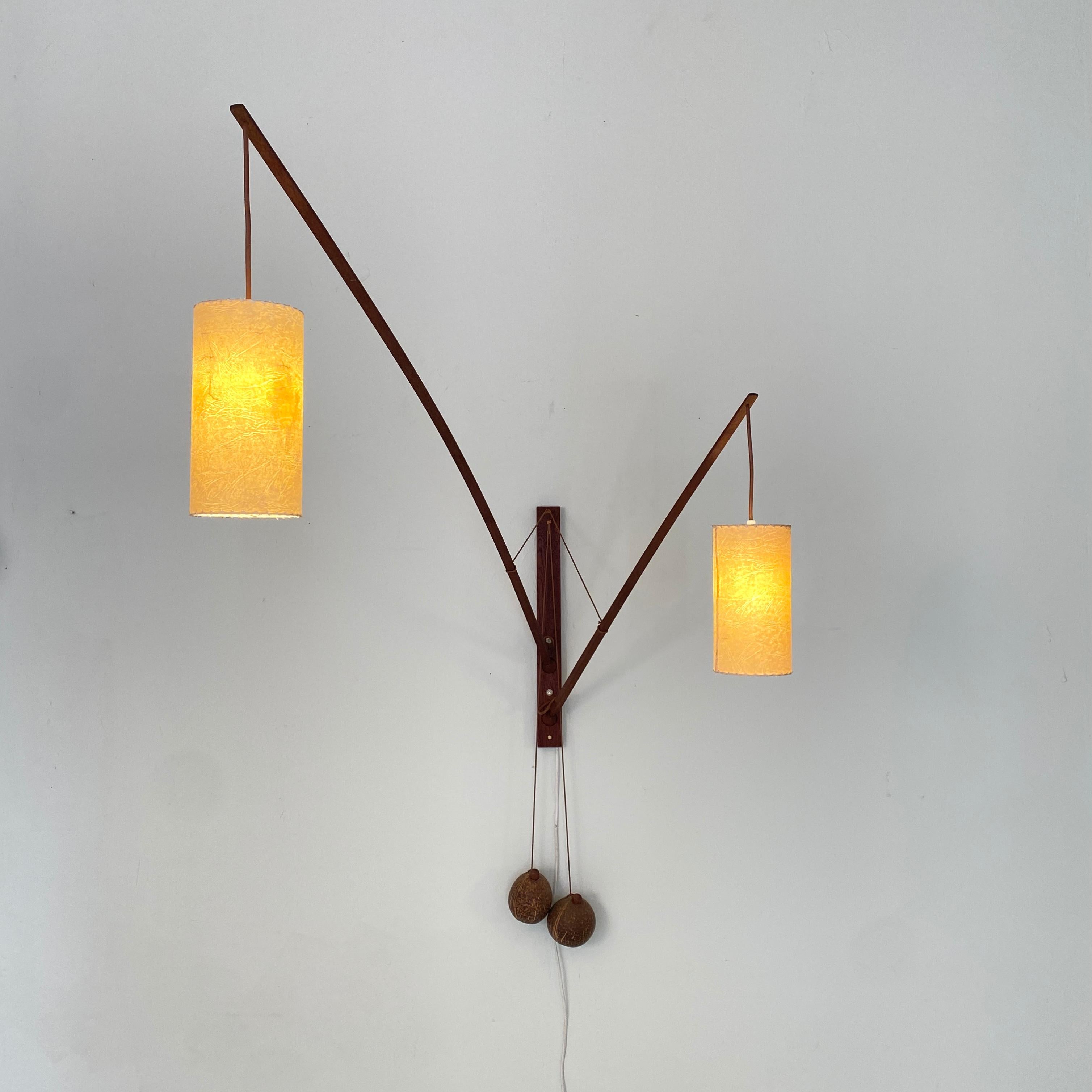 Mid Century Teak Wall Lights Lamp by Rupprecht Skrip, 1950s In Good Condition In Berlin, DE