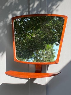 Mid-Century Danish Teak Wall Mirror With Shelf, Circa 1960s