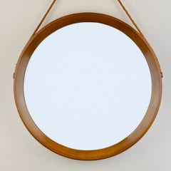 Mid-Century Teak Wall Mirror, Vintage Italian Design, 1960s, 45 cm